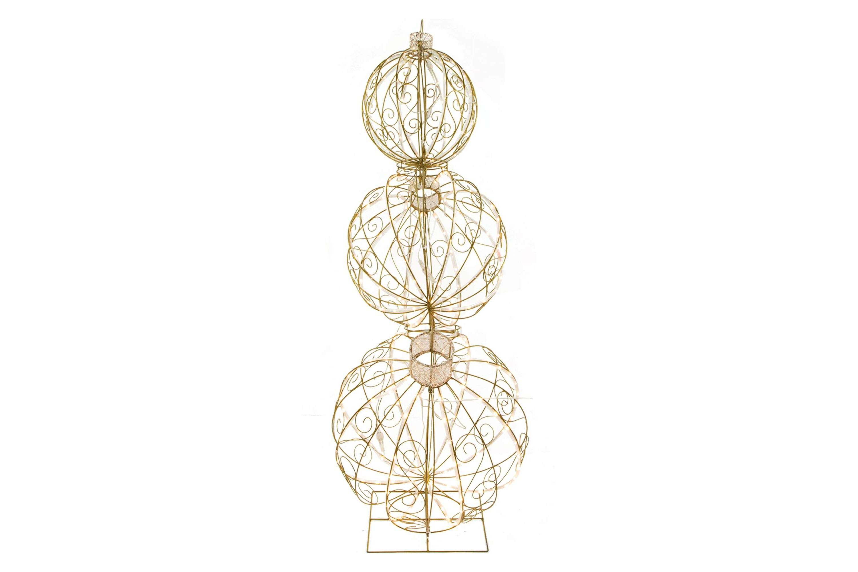 Open Design Stacked Christmas Ornaments Outdoor Decoration - 51" - Gold - Warm White