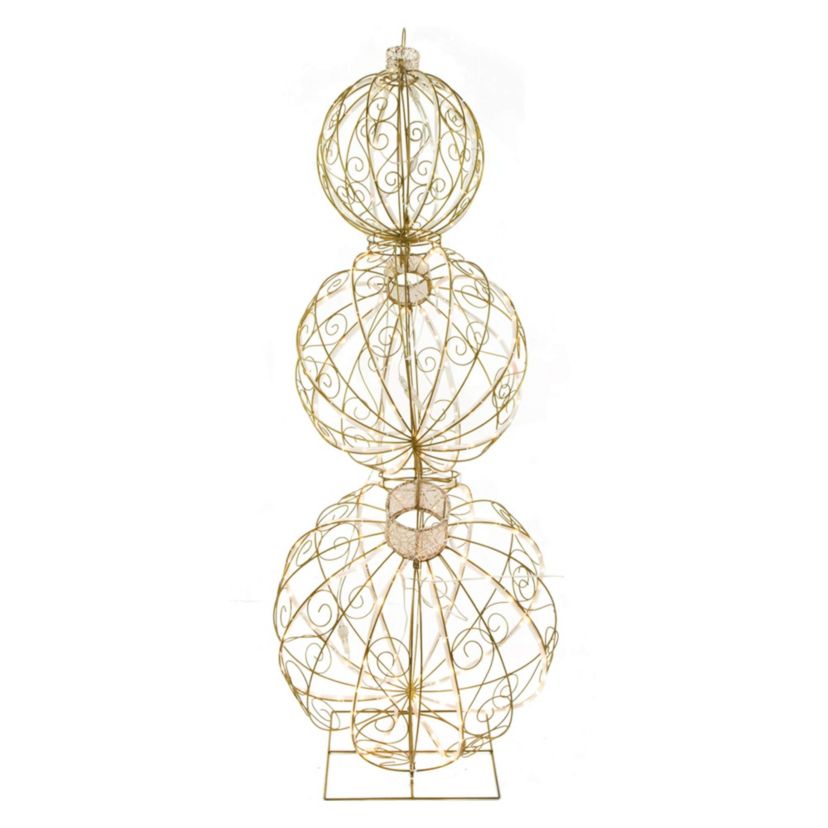 Open Design Stacked Christmas Ornaments Outdoor Decoration - 51" - Gold - Warm White