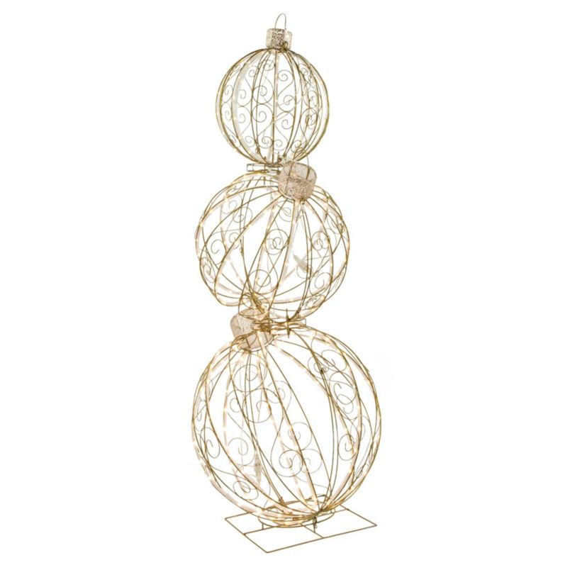 Open Design Stacked Christmas Ornaments Outdoor Decoration - 51" - Gold - Warm White