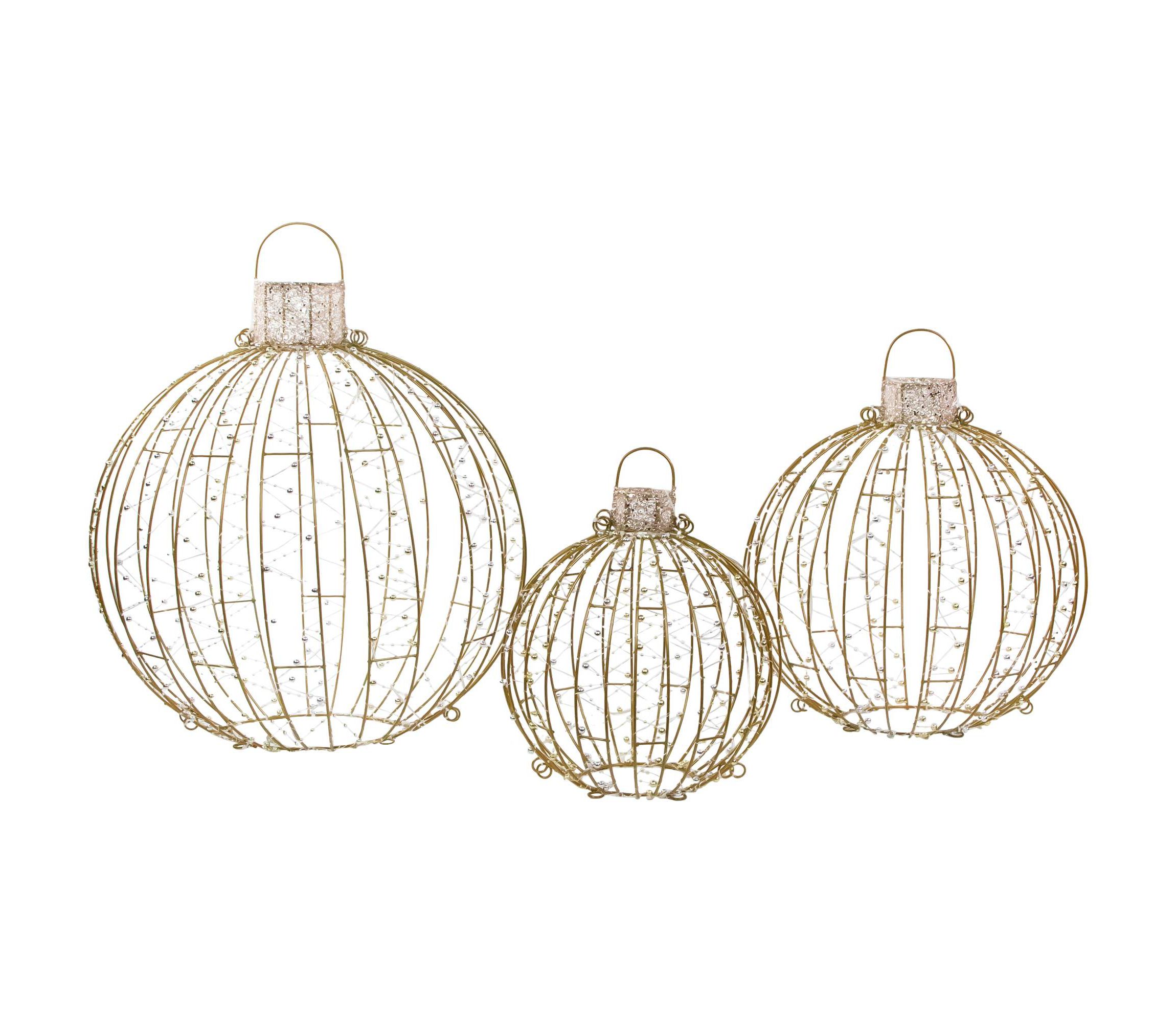 LED Lighted Hanging Ornaments Outdoor Christmas Decoration - Set of 3