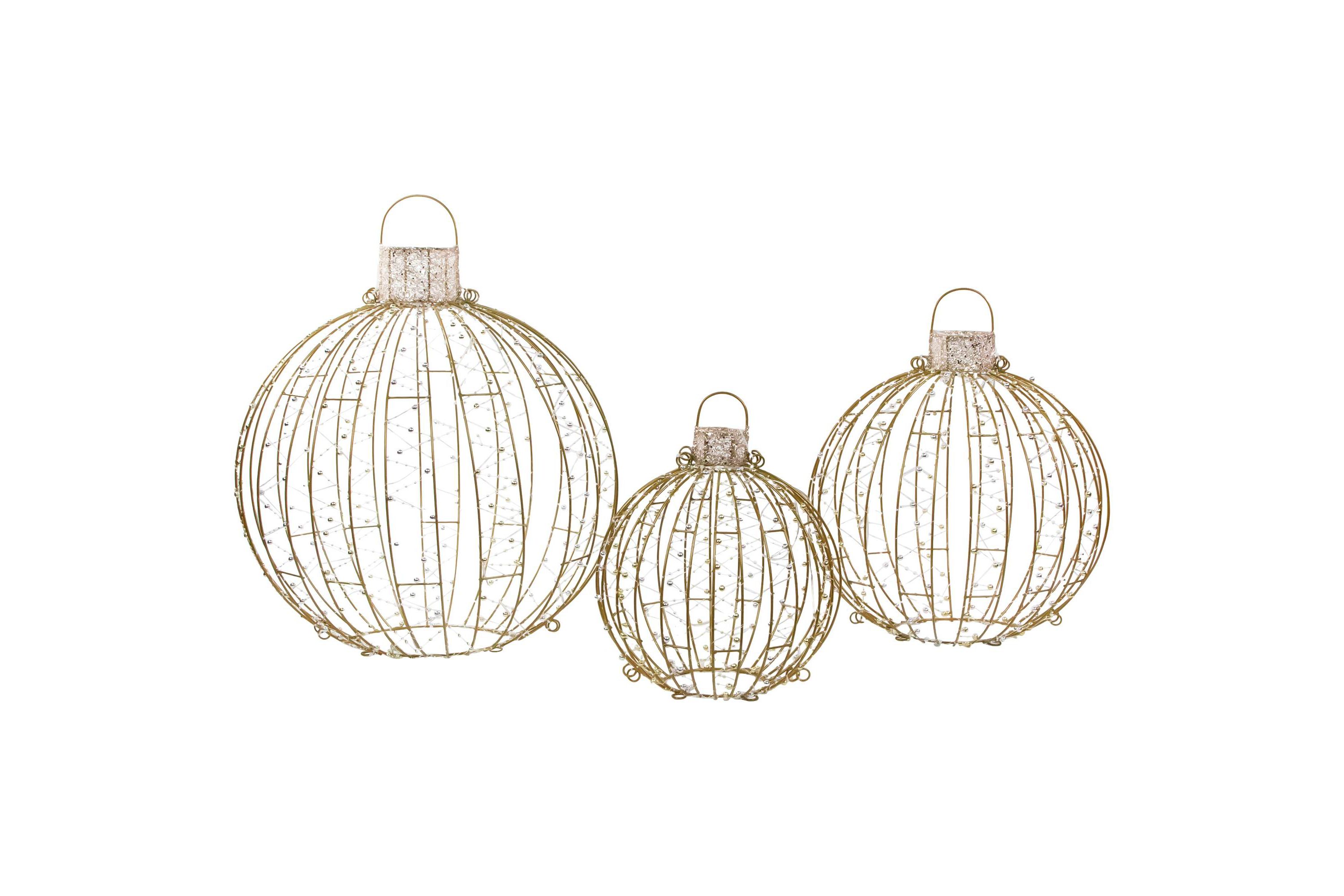 LED Lighted Hanging Ornaments Outdoor Christmas Decoration - Set of 3