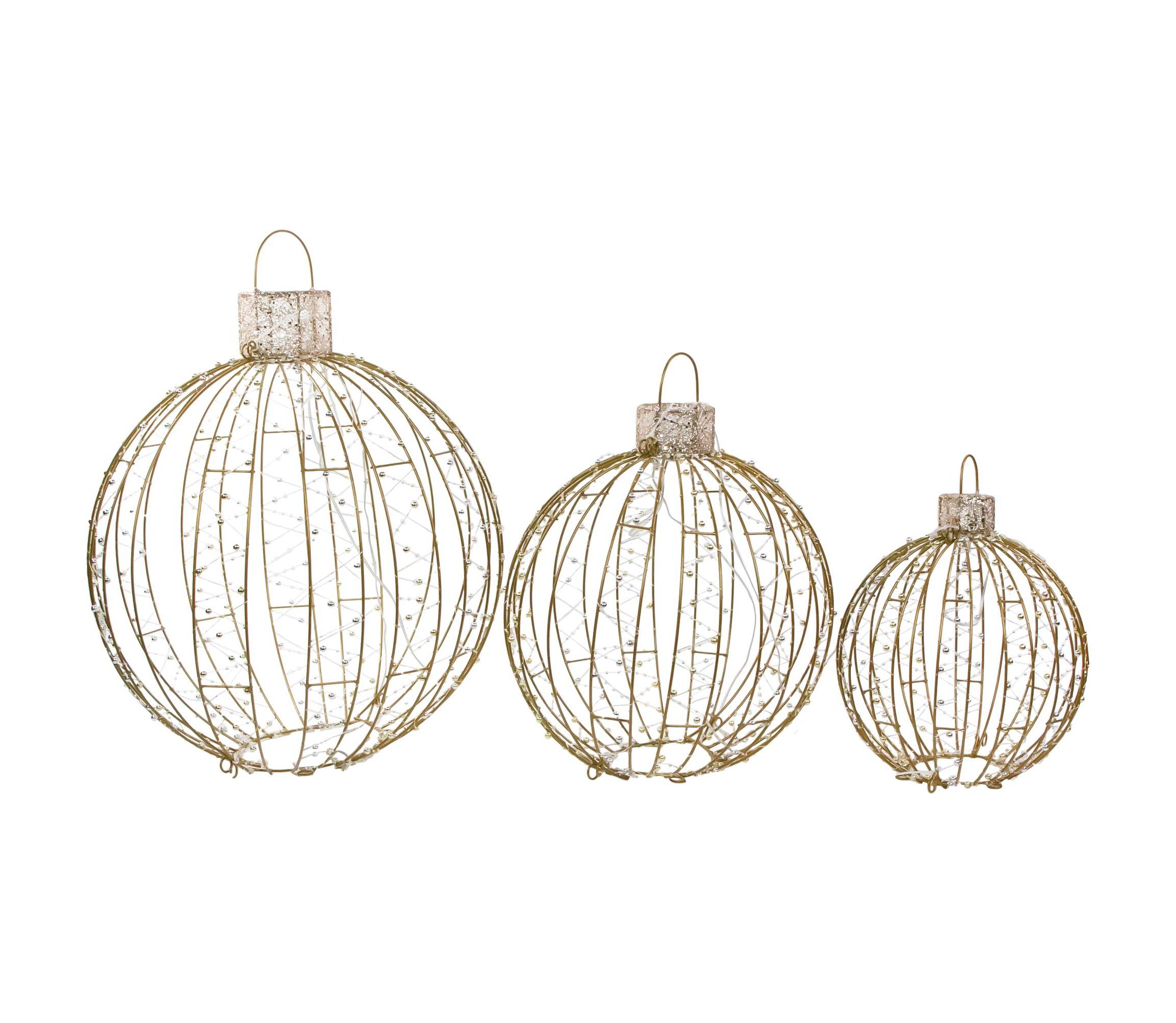 LED Lighted Hanging Ornaments Outdoor Christmas Decoration - Set of 3