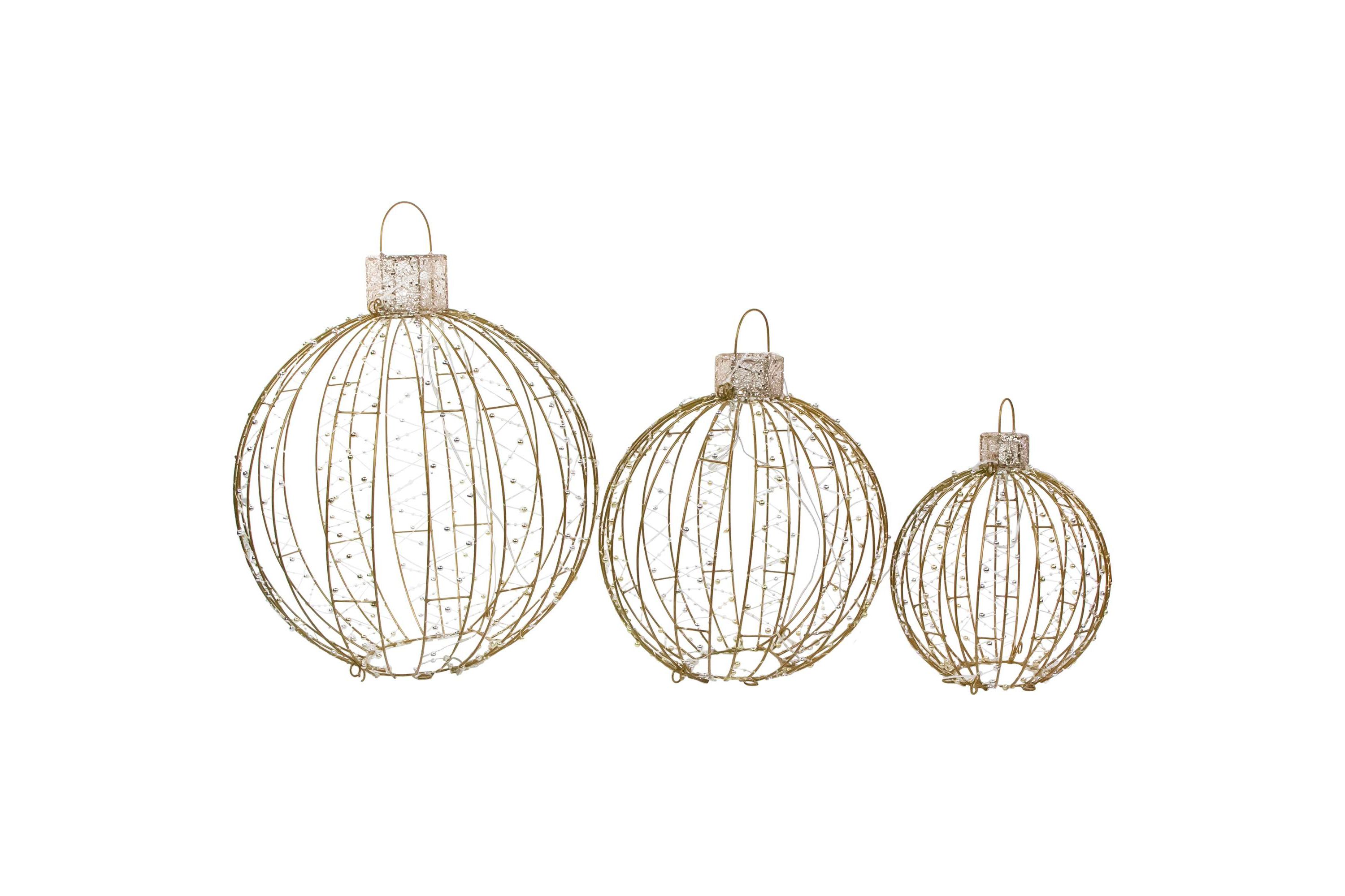LED Lighted Hanging Ornaments Outdoor Christmas Decoration - Set of 3