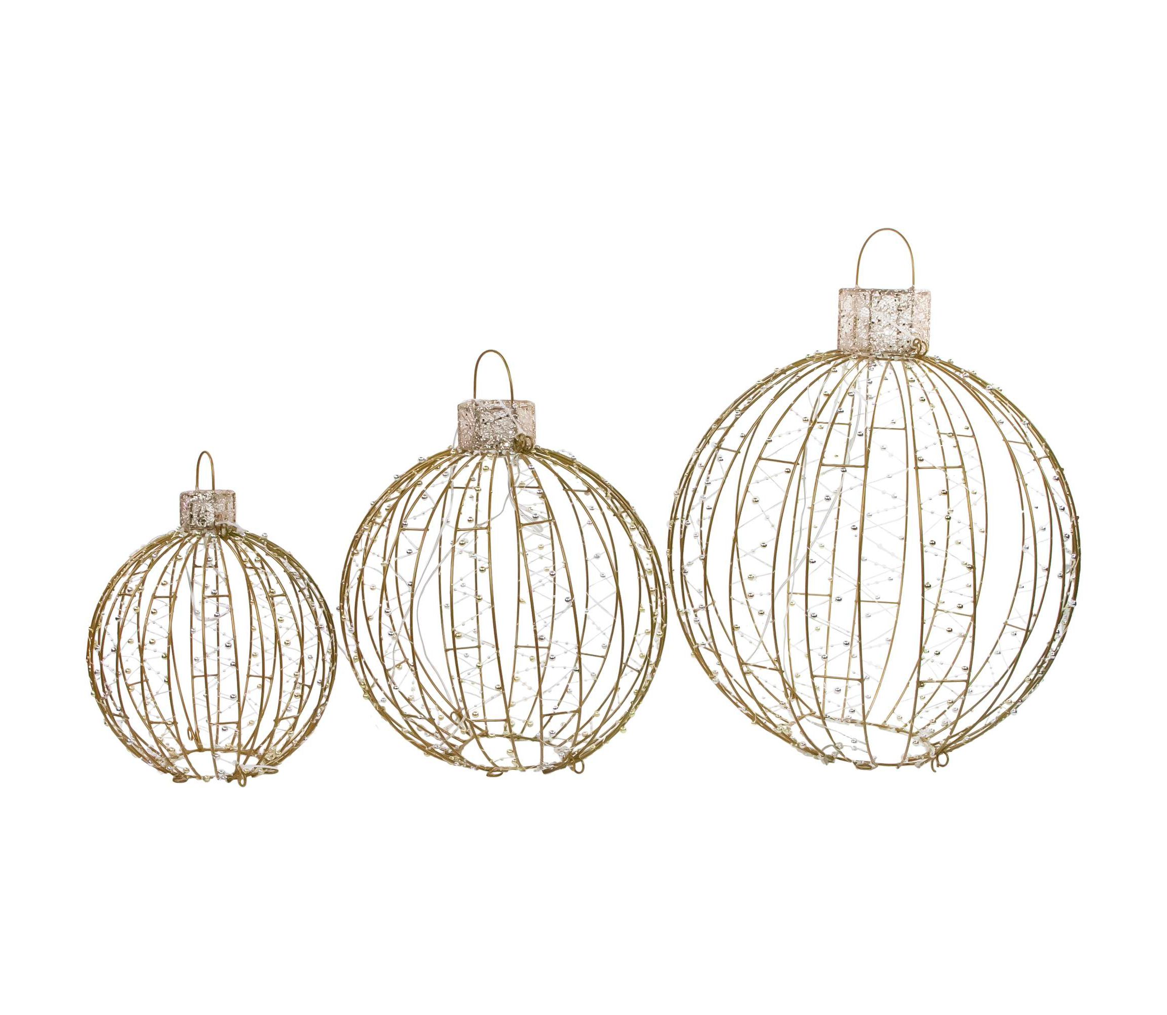 LED Lighted Hanging Ornaments Outdoor Christmas Decoration - Set of 3