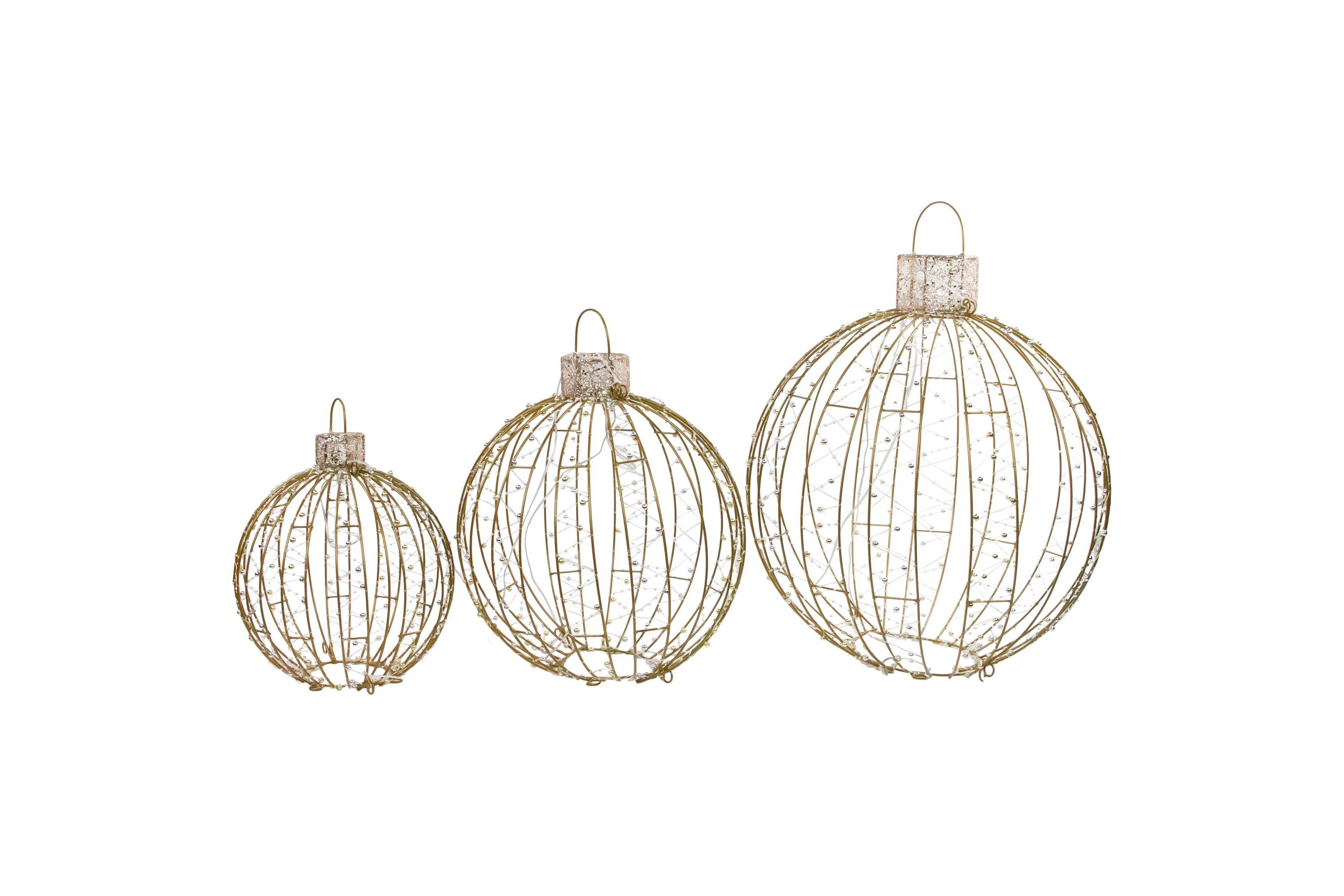 LED Lighted Hanging Ornaments Outdoor Christmas Decoration - Set of 3