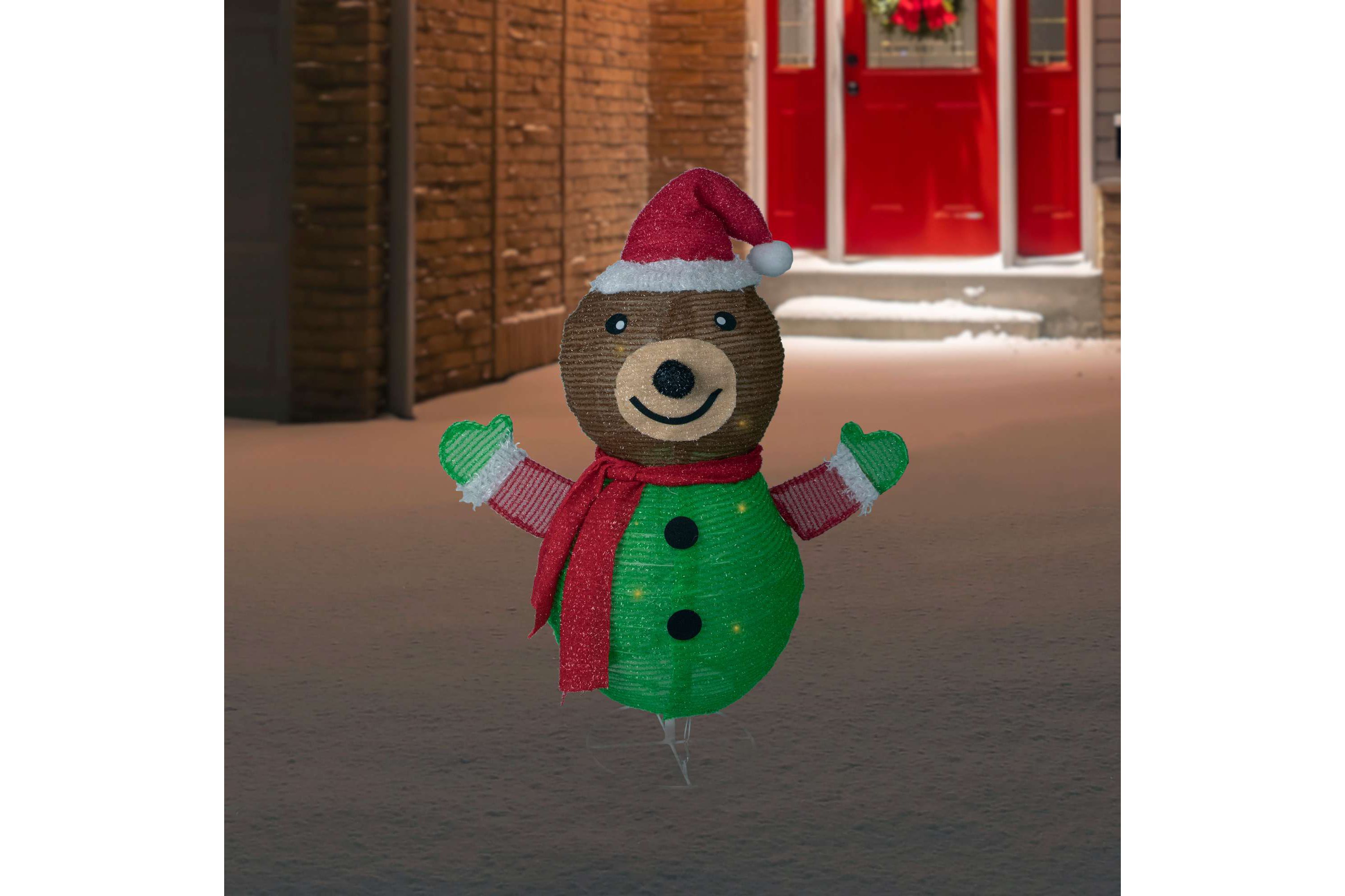 25" Pop-up Bear Wearing Santa Hat Outdoor Christmas Decoration
