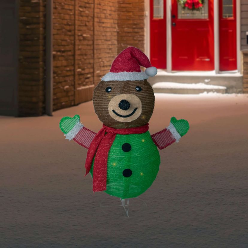 25" Pop-up Bear Wearing Santa Hat Outdoor Christmas Decoration
