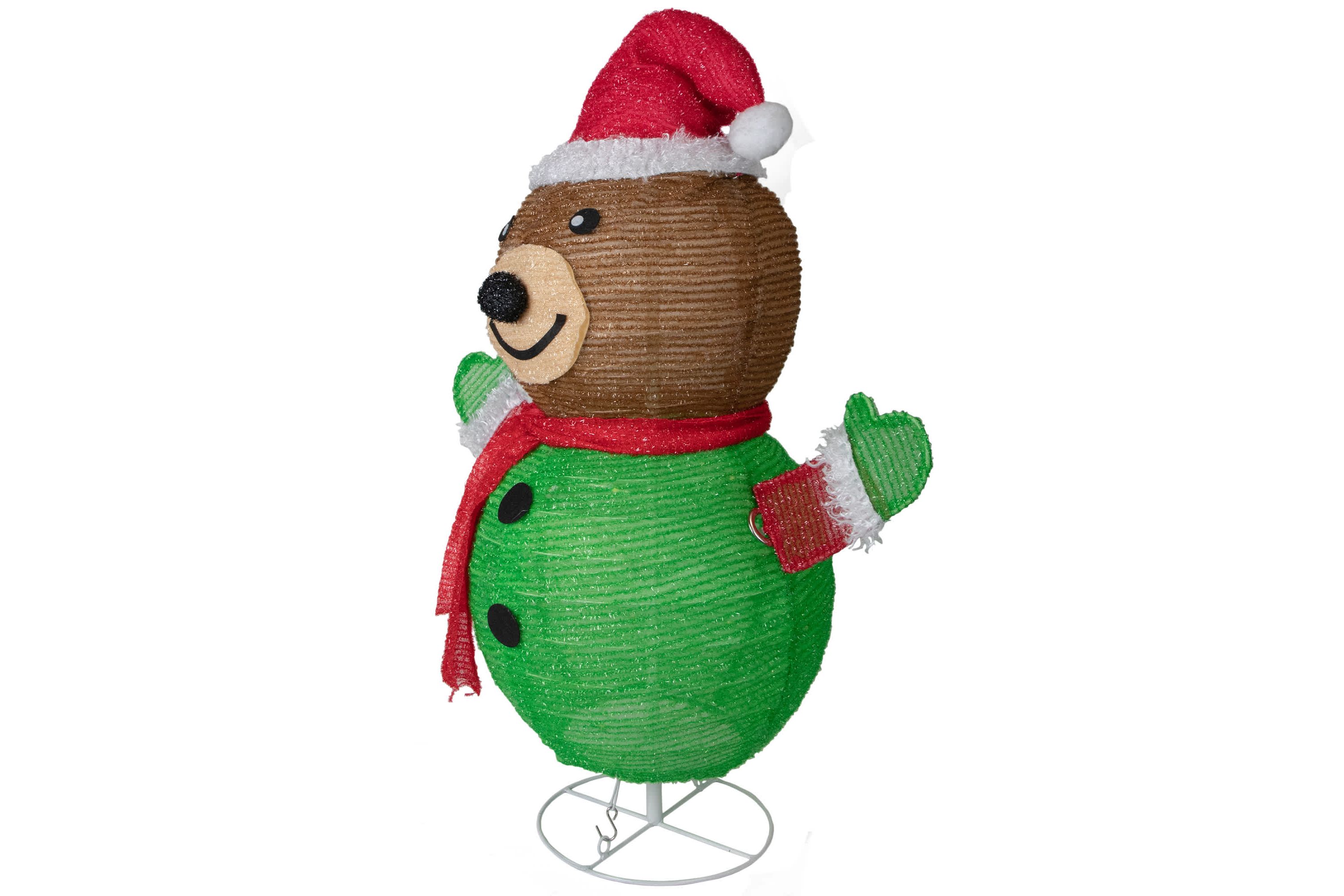 25" Pop-up Bear Wearing Santa Hat Outdoor Christmas Decoration