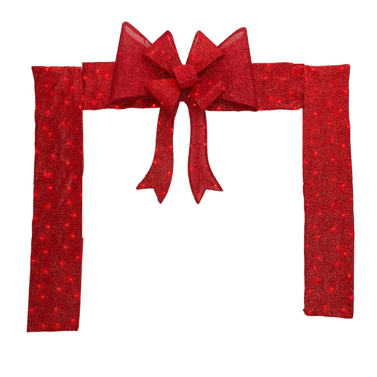 8ft Red LED Lighted Christmas Doorway Arch Decoration with Bow