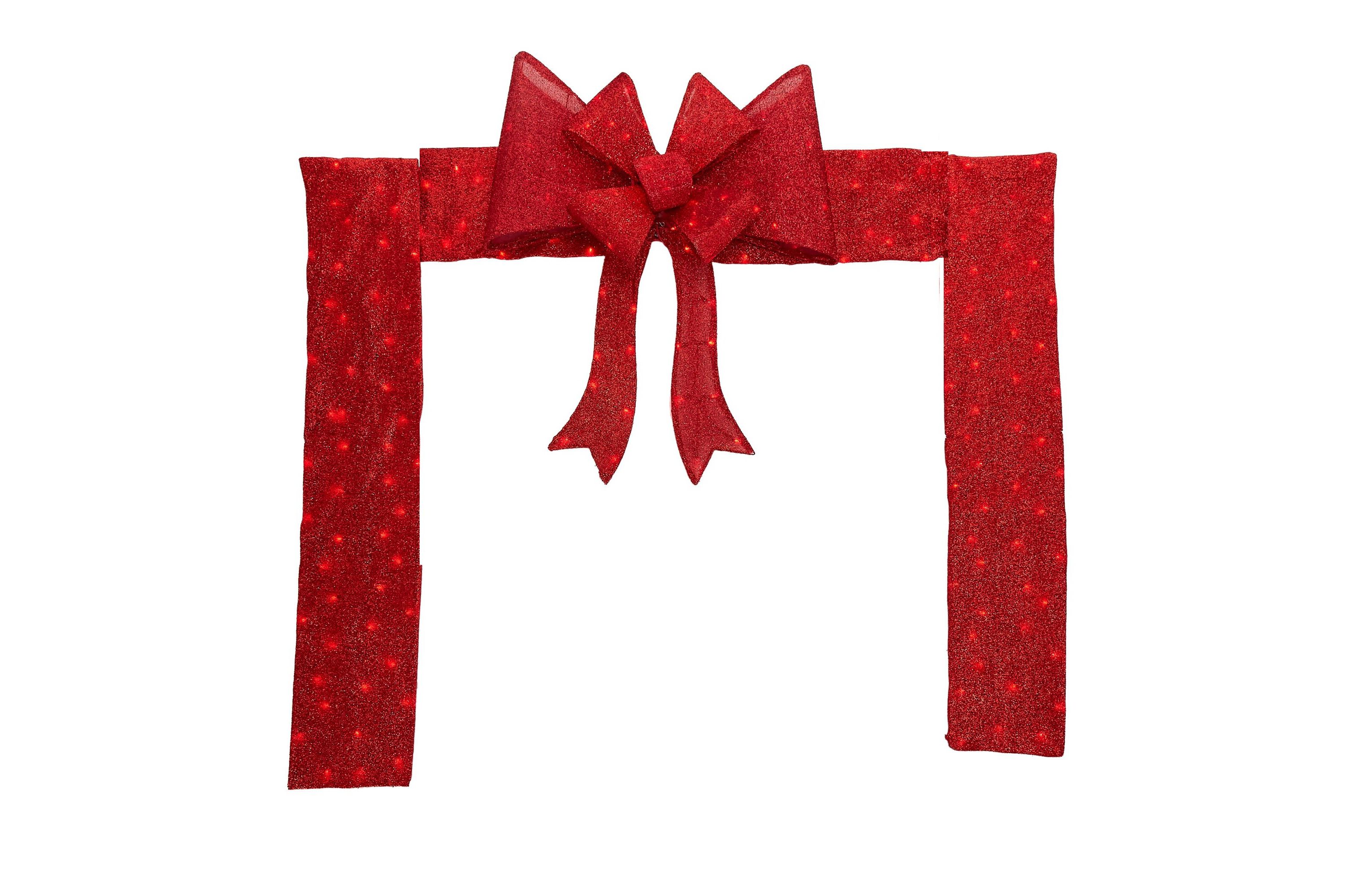 8ft Red LED Lighted Christmas Doorway Arch Decoration with Bow