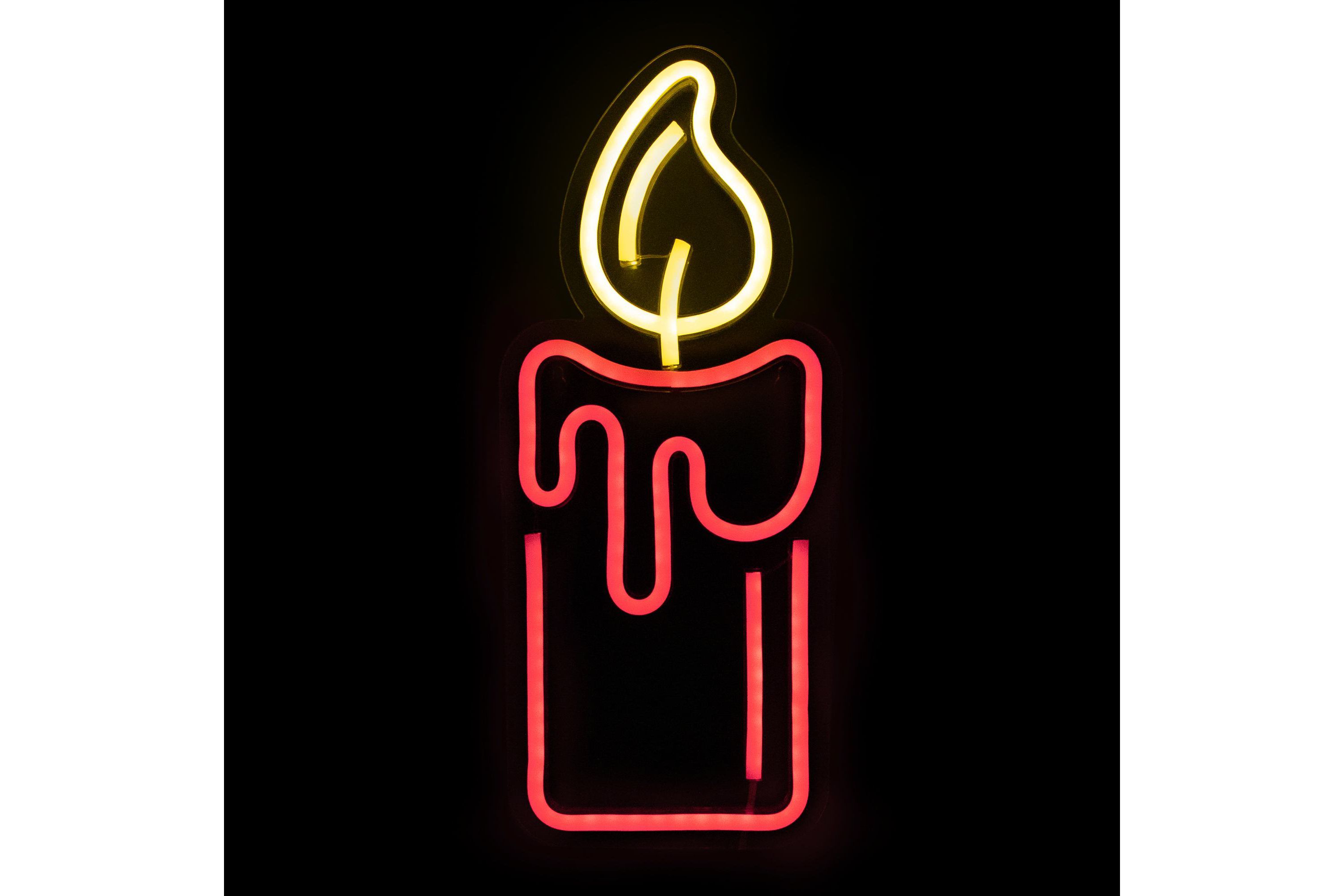 12" Red LED Lighted Neon Style Red Candle Christmas Window Silhouette