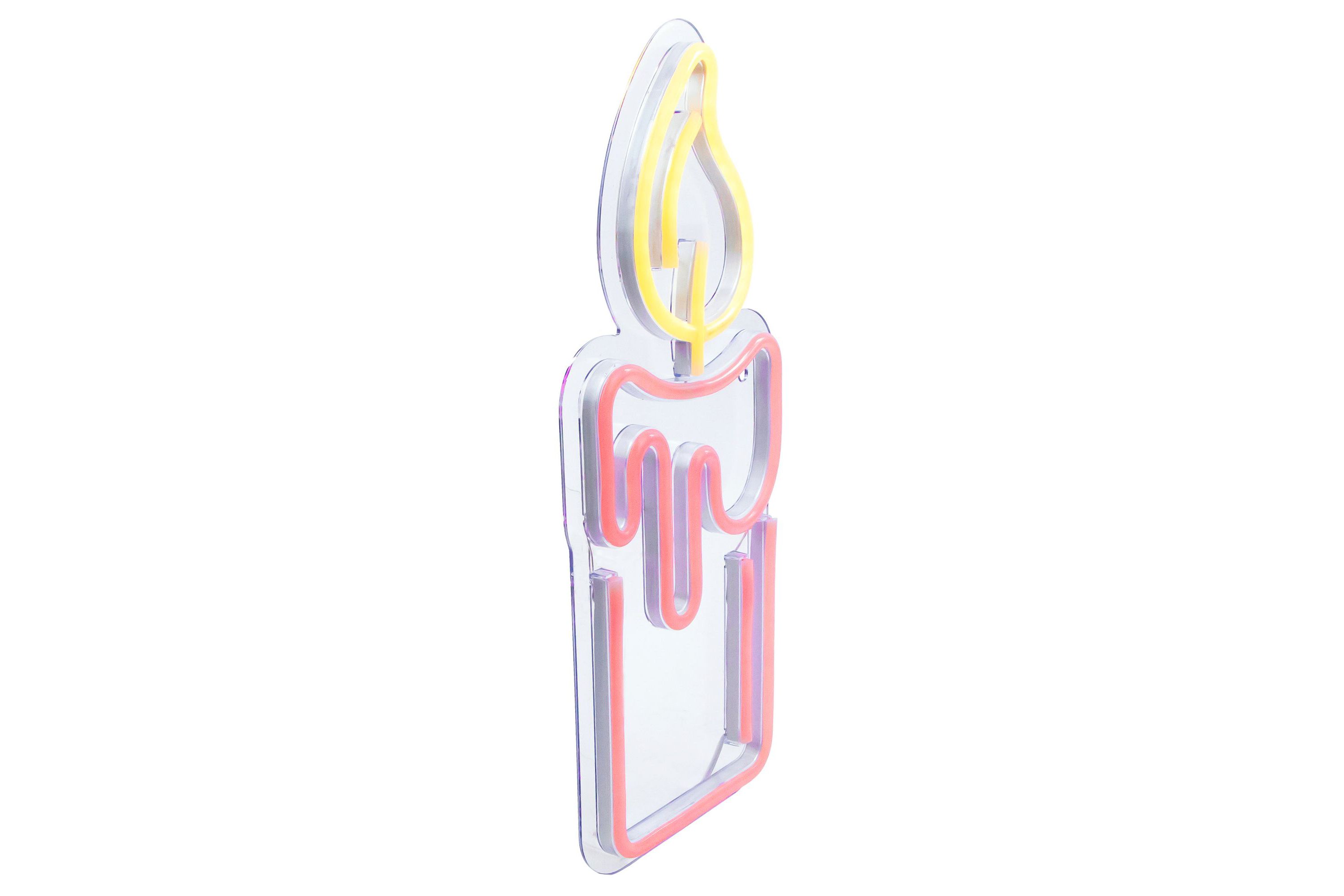 12" Red LED Lighted Neon Style Red Candle Christmas Window Silhouette