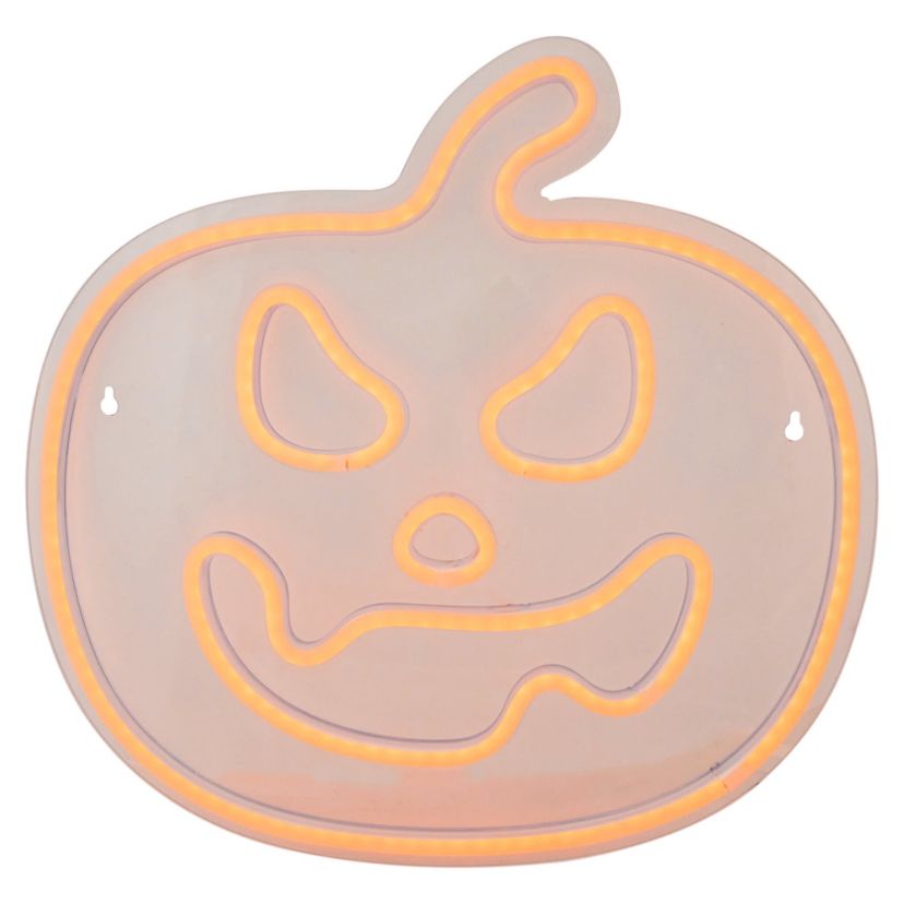 15" Orange LED Lighted Neon Style Jack-O-Lantern Halloween Window Silhouette