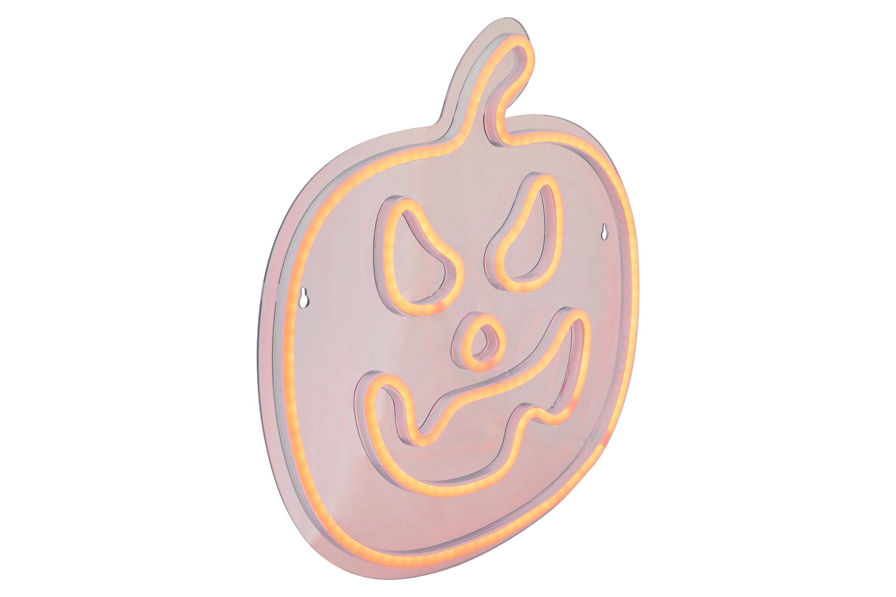 15" Orange LED Lighted Neon Style Jack-O-Lantern Halloween Window Silhouette