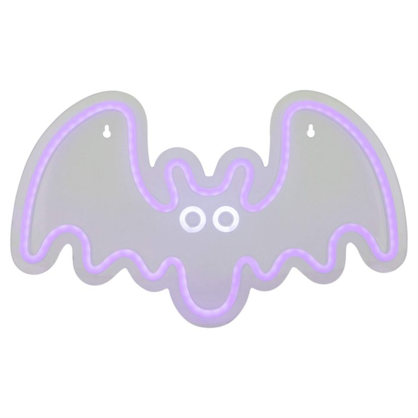 15" Purple LED Lighted Neon Style Purple Bat Halloween Window Silhouette