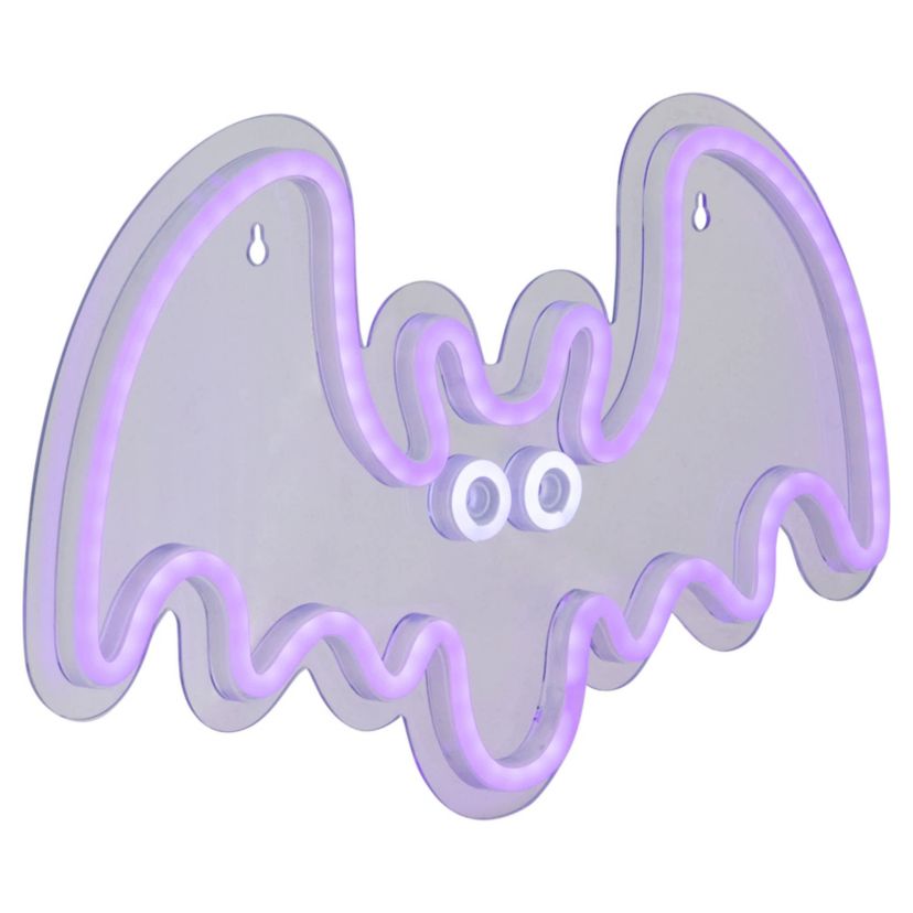 15" Purple LED Lighted Neon Style Purple Bat Halloween Window Silhouette