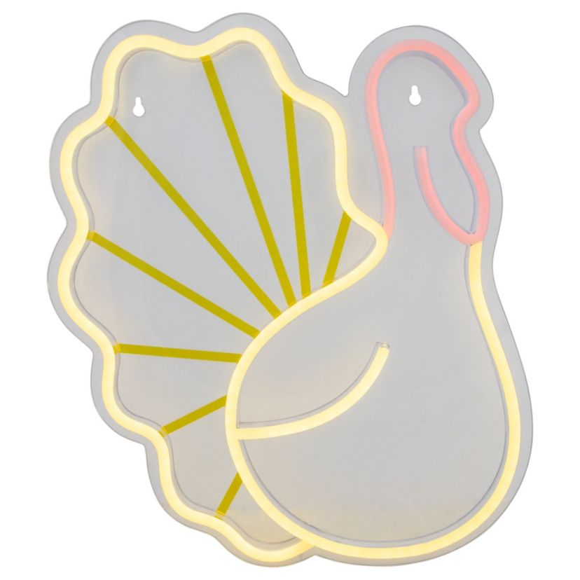 15" LED Lighted Neon Style Fall Harvest Turkey Window Silhouette