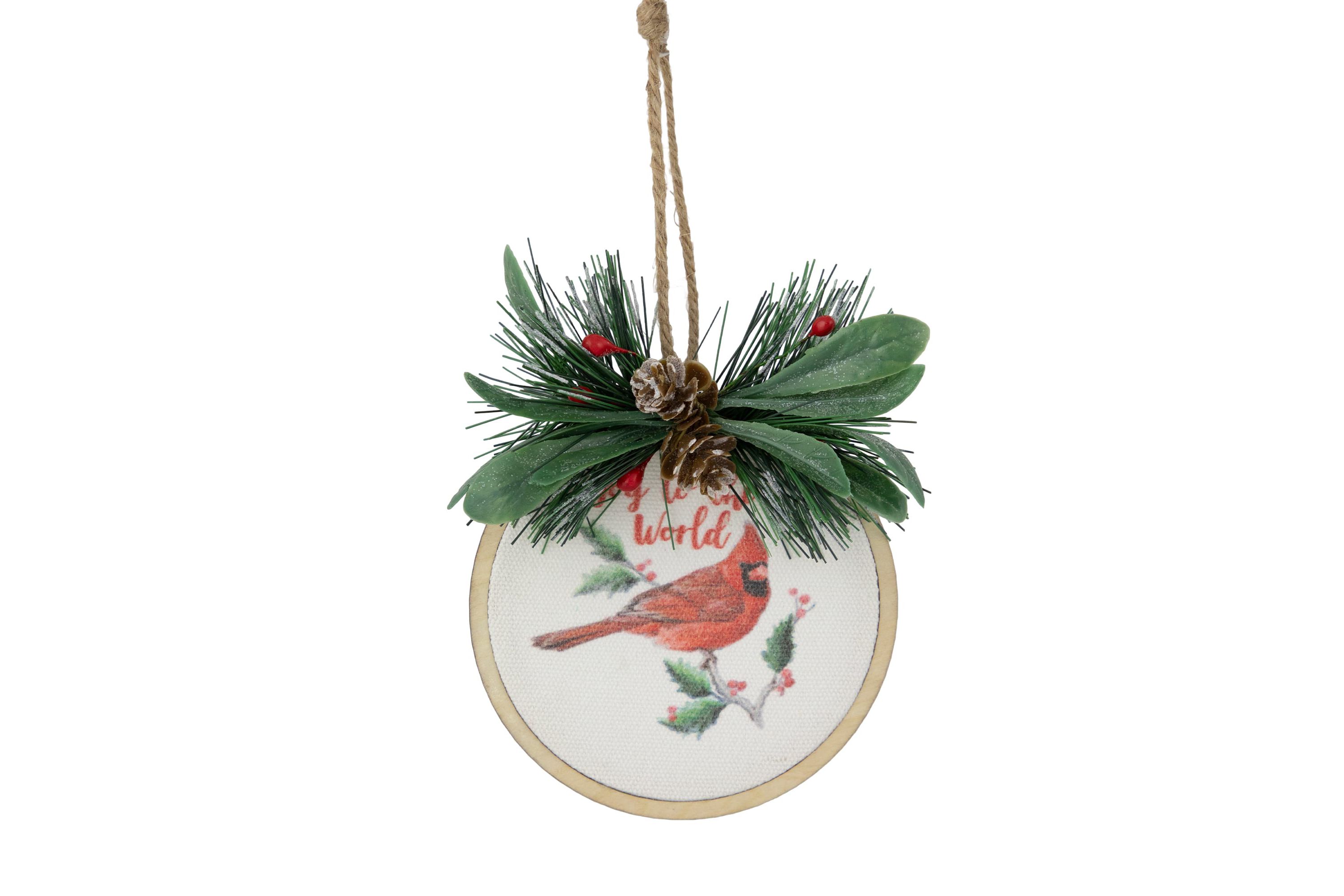 5.25inch "Joy to the World" Cardinal Christmas Disc Ornament