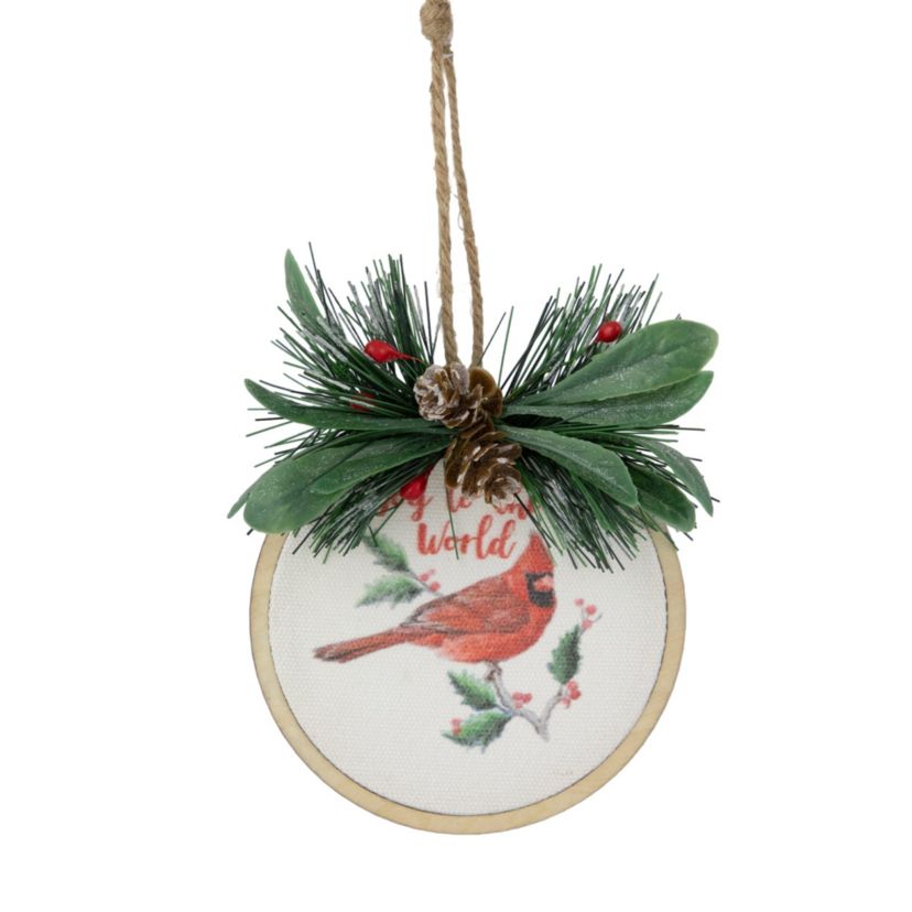 5.25inch "Joy to the World" Cardinal Christmas Disc Ornament