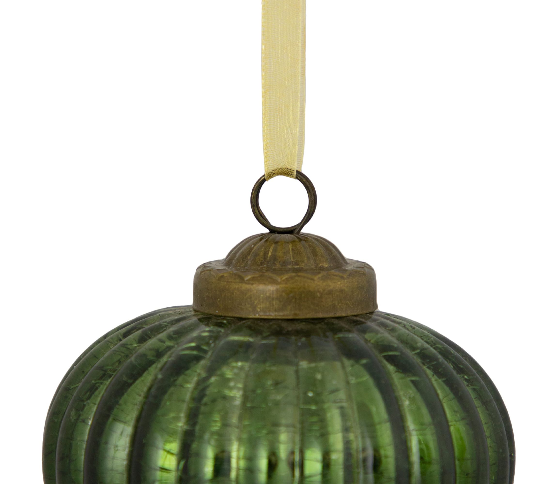 3" Green Crackle Glass Onion Christmas Ornament