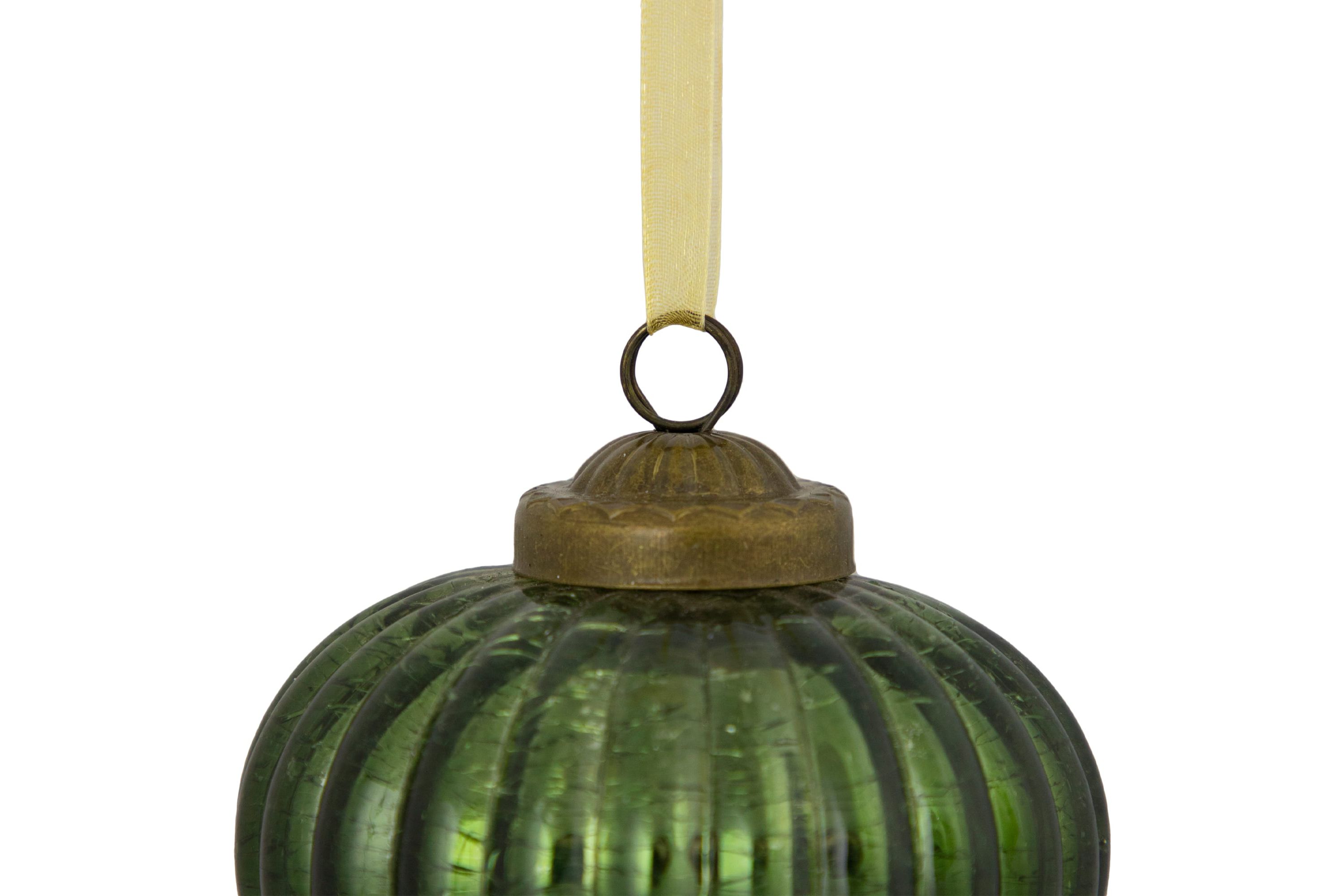 3" Green Crackle Glass Onion Christmas Ornament
