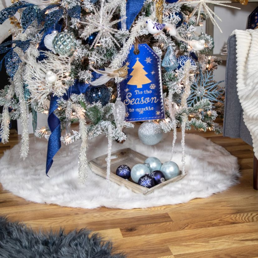 6.5inch White and Blue Bird Glass Christmas Ornament