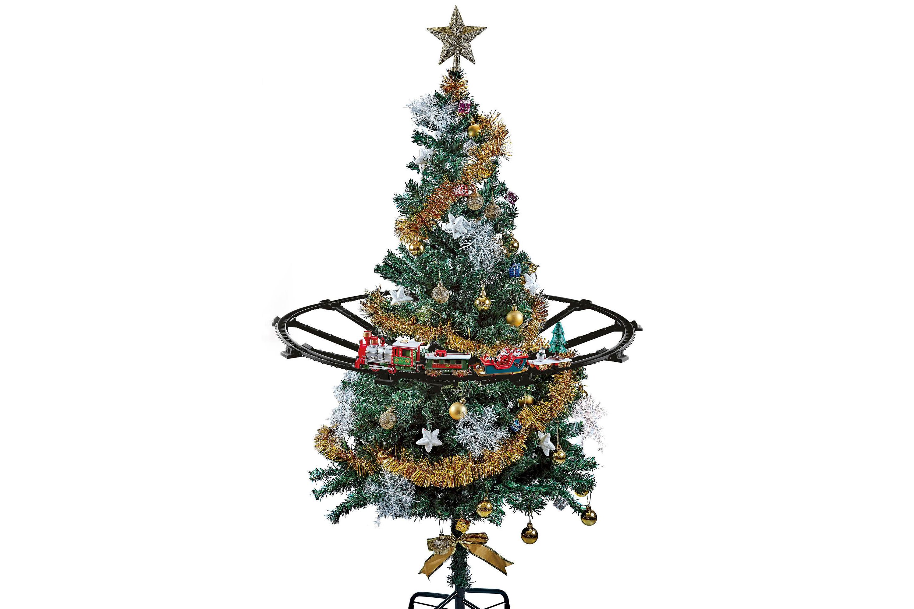 31pc Battery Operated Lighted and Animated Christmas Tree Train Set with Sound