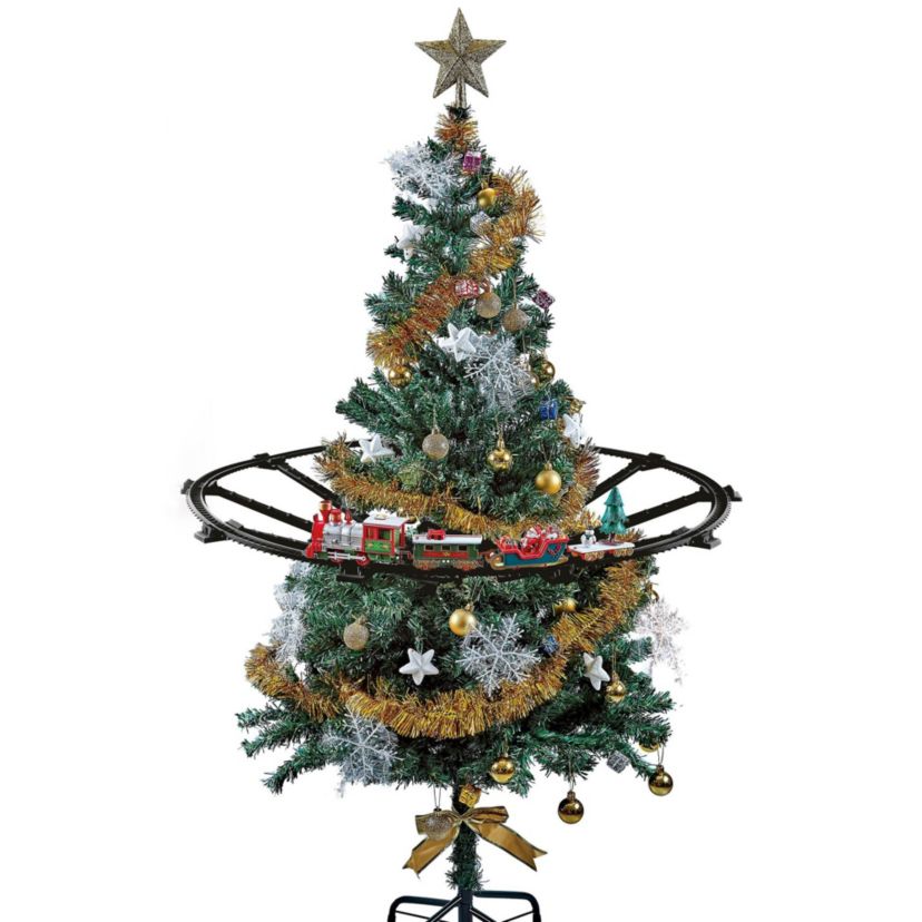 31pc Battery Operated Lighted and Animated Christmas Tree Train Set with Sound