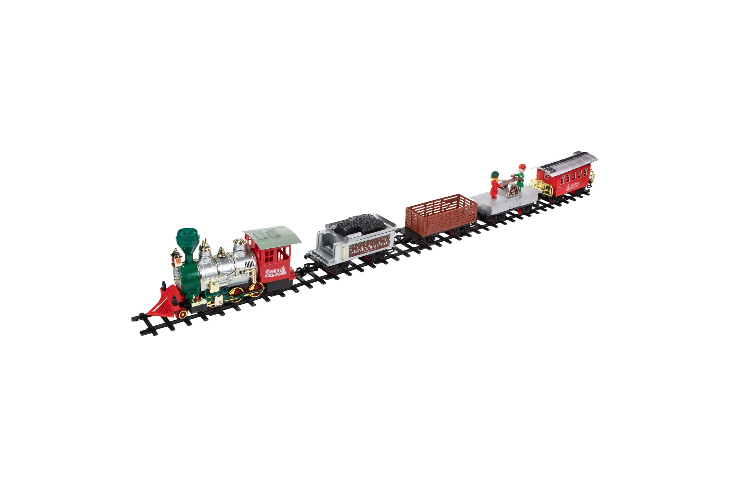35pc Silver and Red Battery Operated Lighted and Animated Classic Train Set with Sound