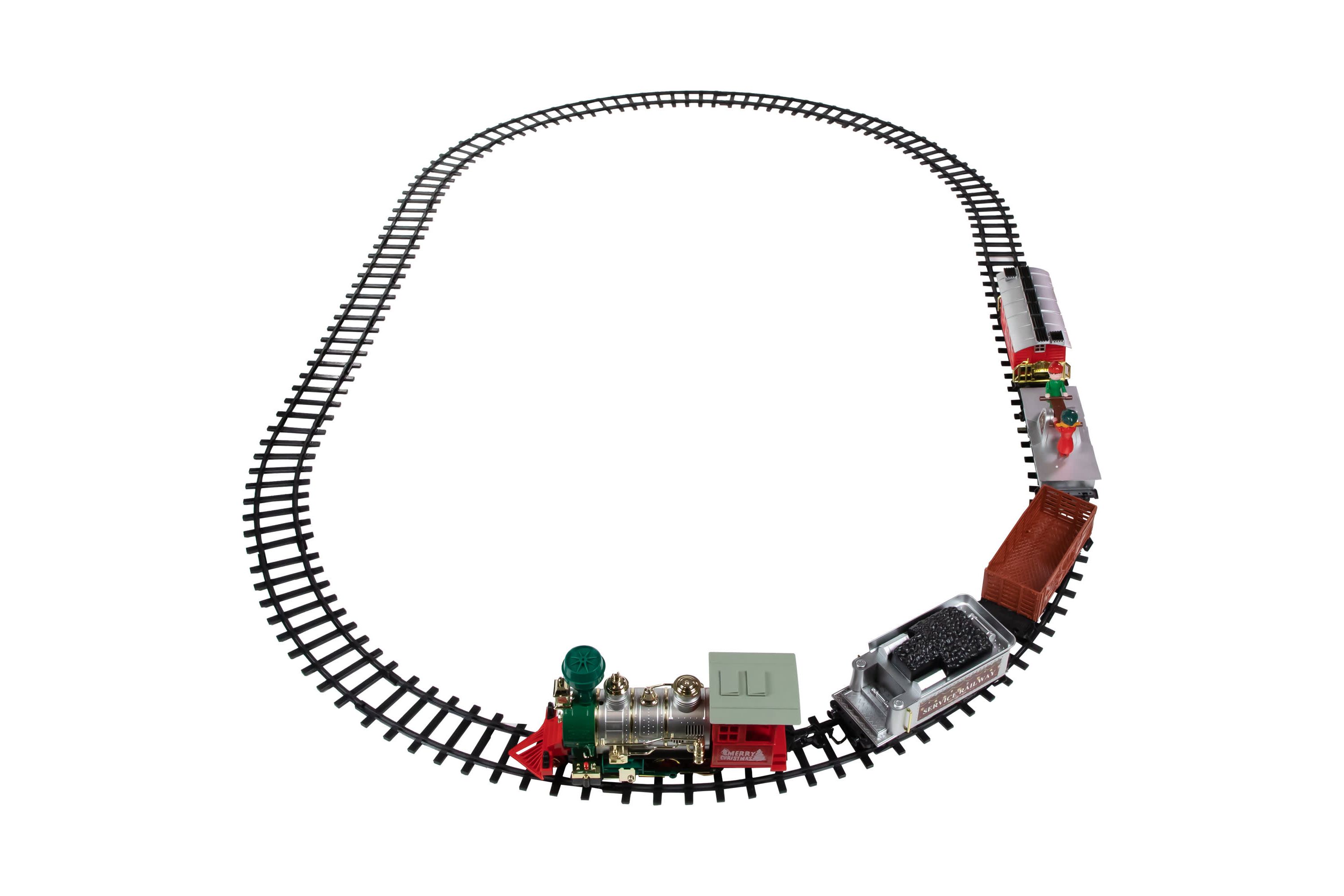 35pc Silver and Red Battery Operated Lighted and Animated Classic Train Set with Sound