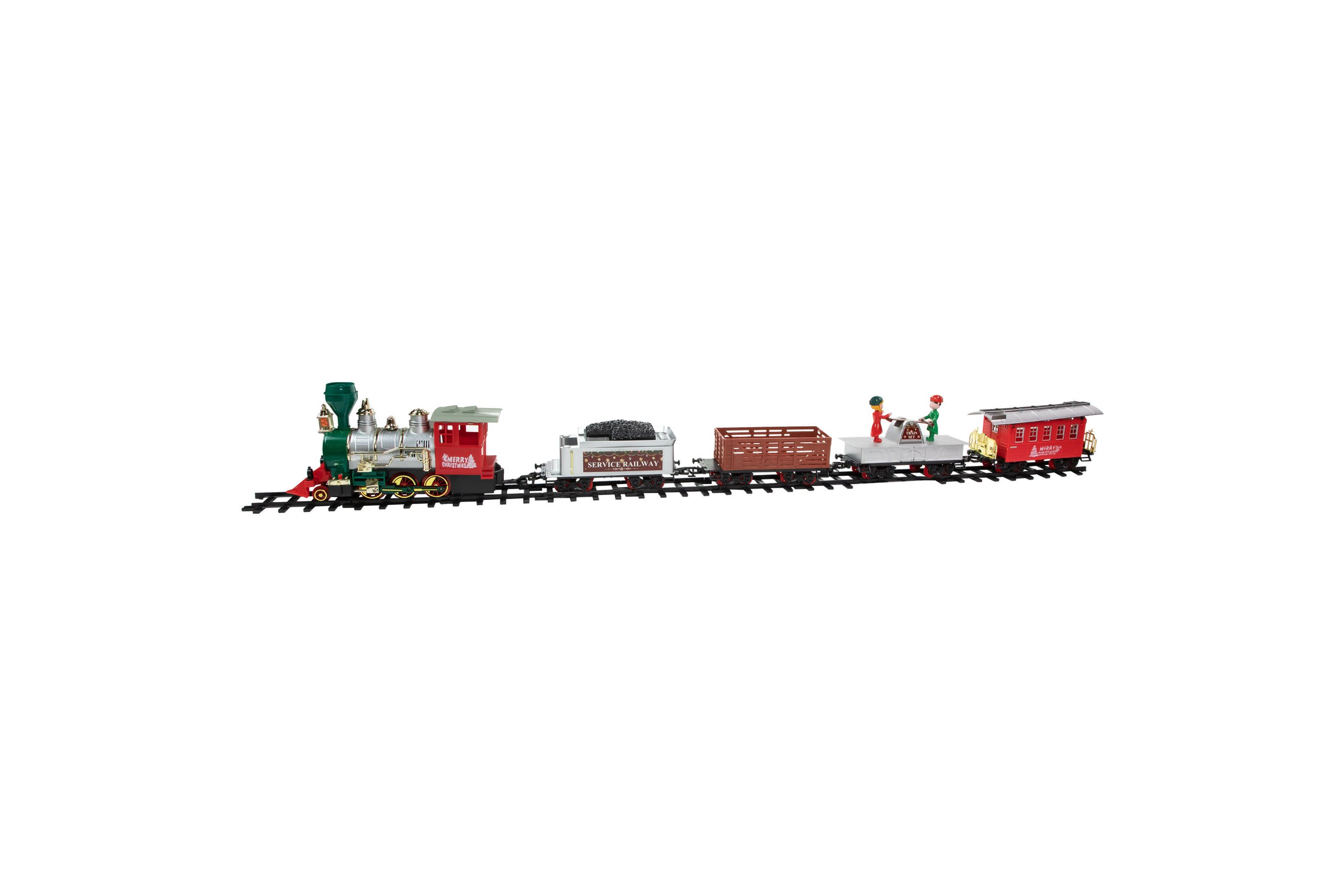 35pc Silver and Red Battery Operated Lighted and Animated Classic Train Set with Sound