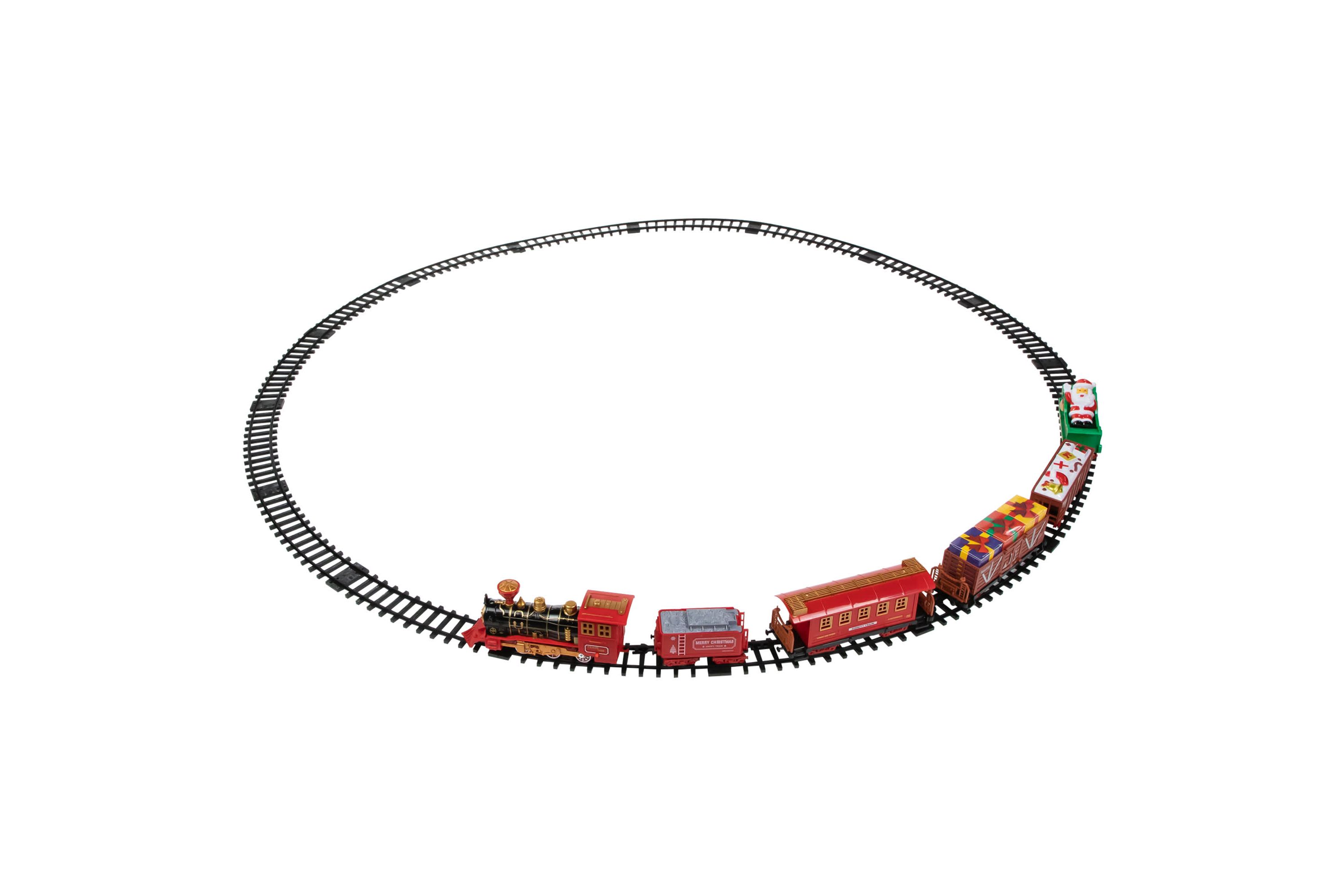 22pc Red Battery Operated Lighted and Animated Christmas Train Set with Music and Sound