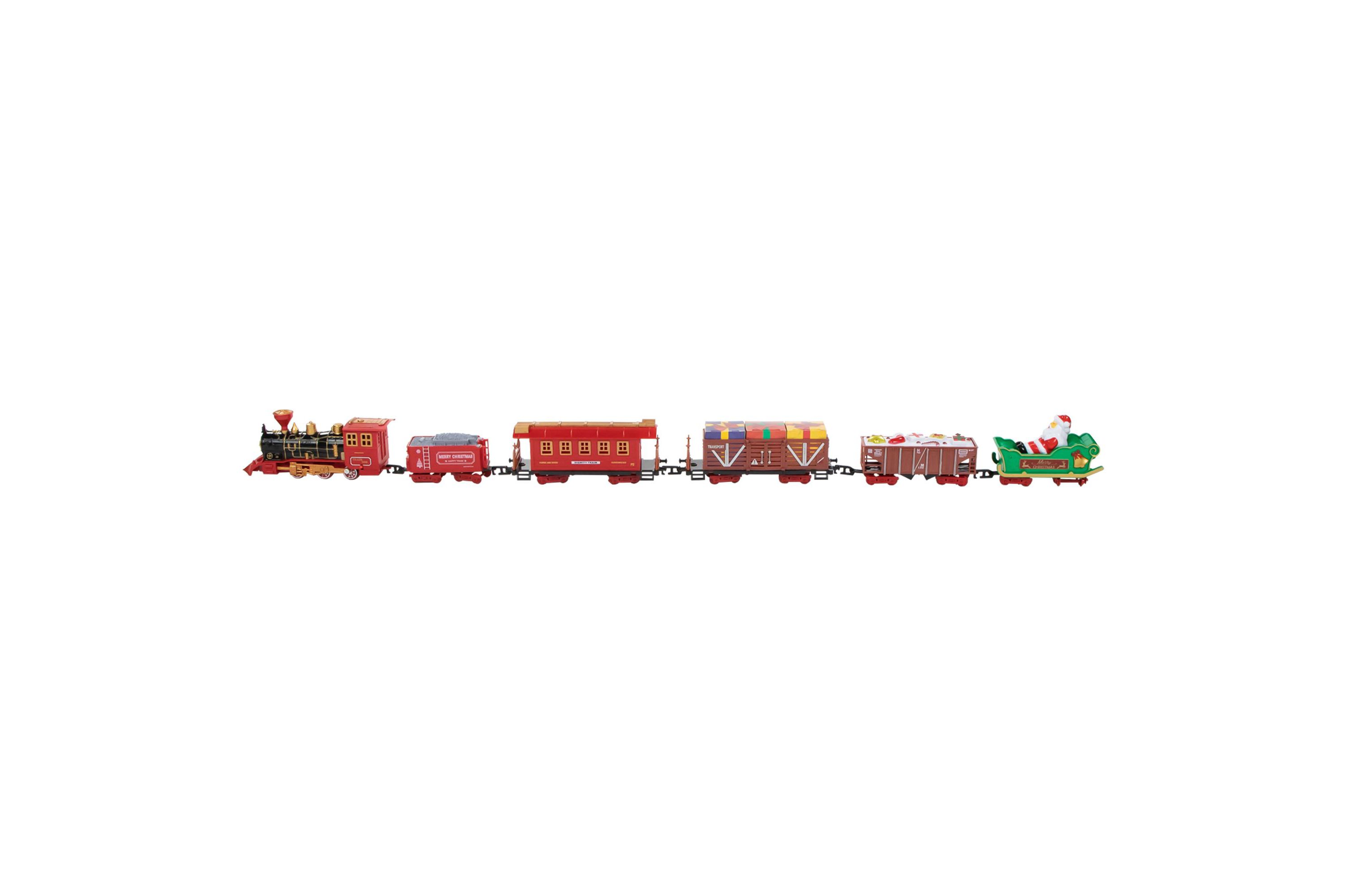 22pc Red Battery Operated Lighted and Animated Christmas Train Set with Music and Sound