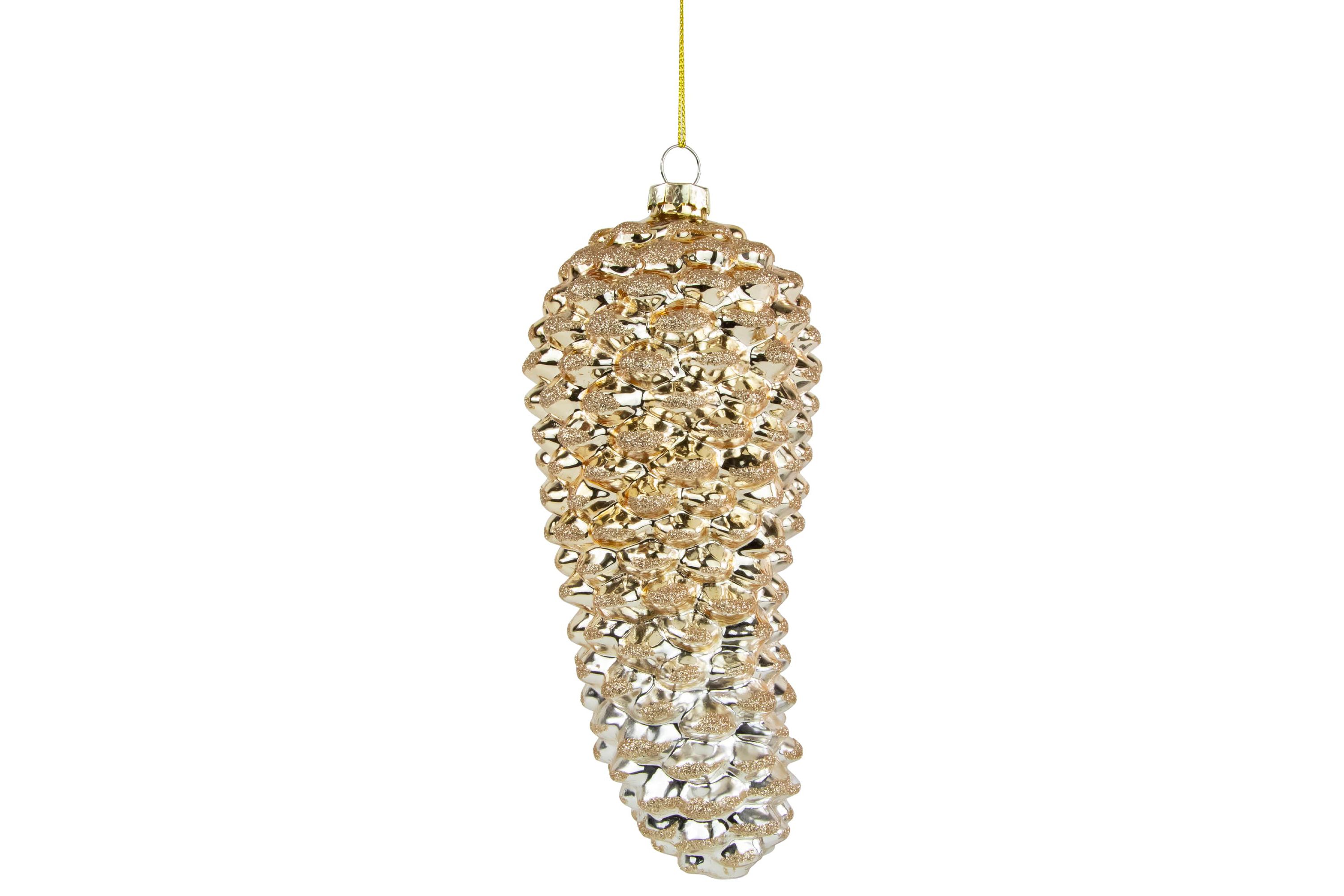 7.25inch Gold Pinecone Glass Christmas Ornament