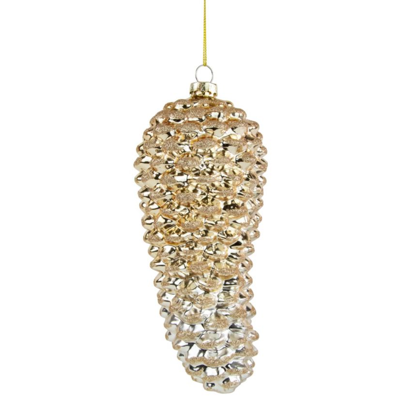 7.25inch Gold Pinecone Glass Christmas Ornament