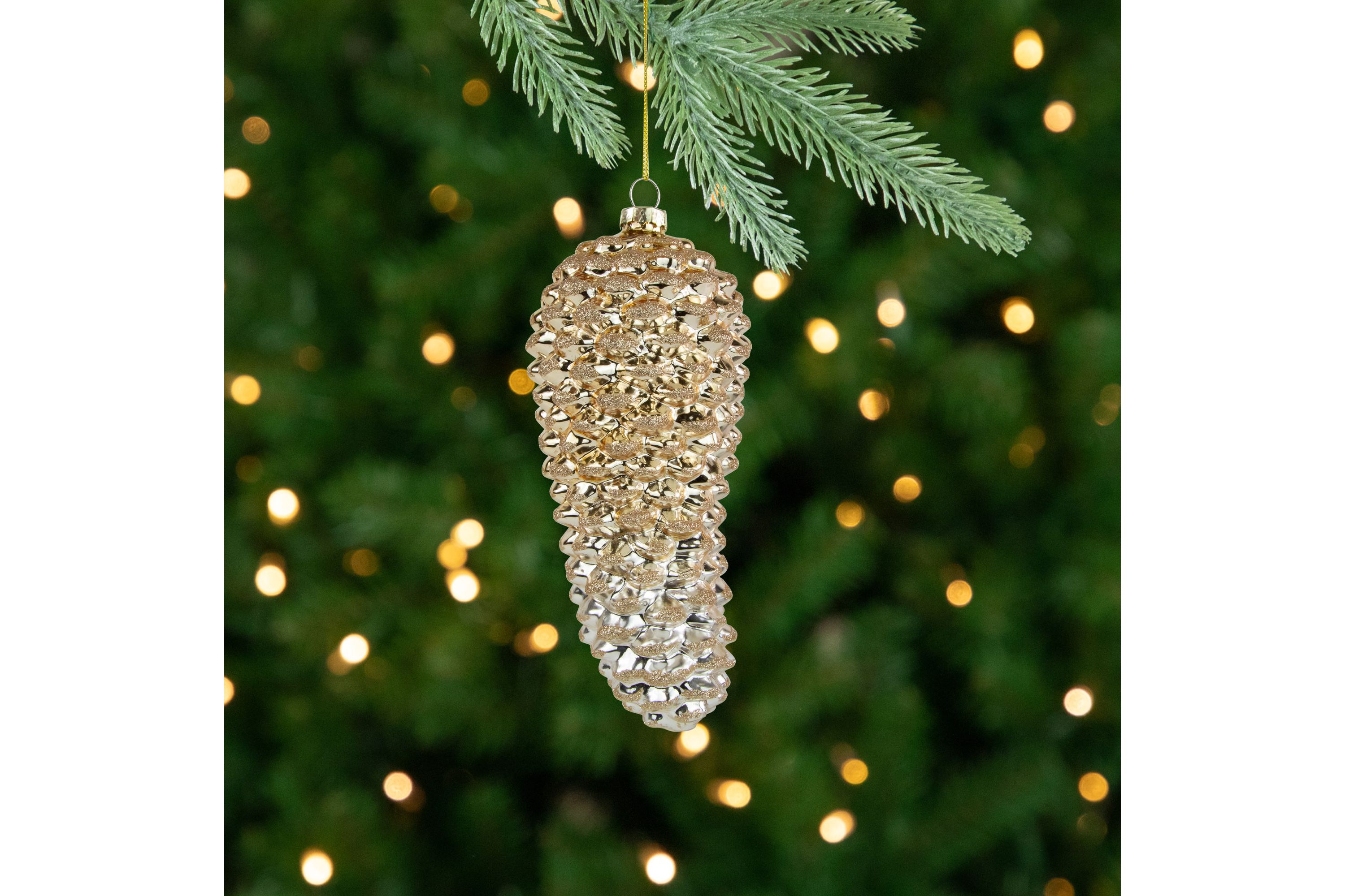 7.25inch Gold Pinecone Glass Christmas Ornament