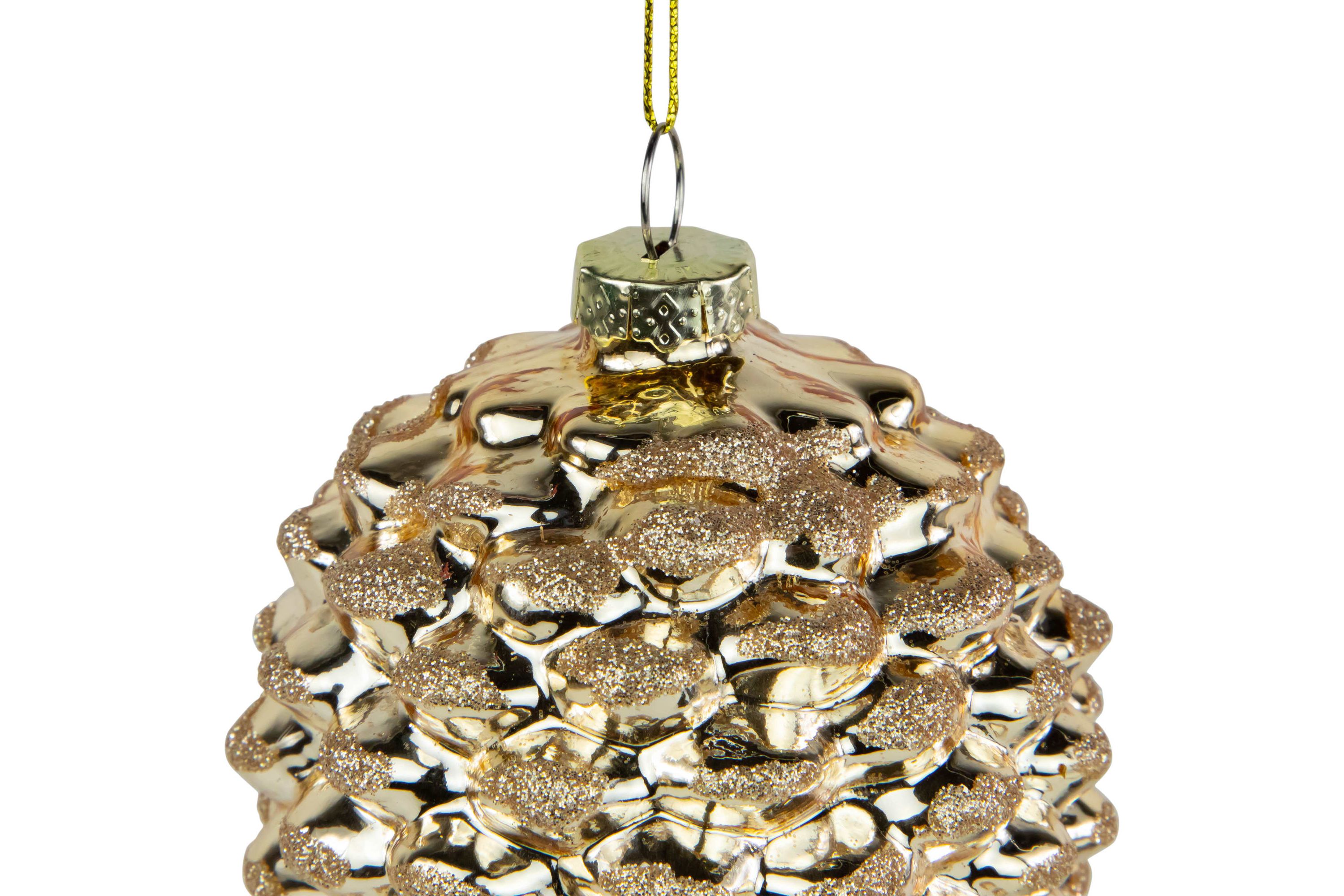 7.25inch Gold Pinecone Glass Christmas Ornament