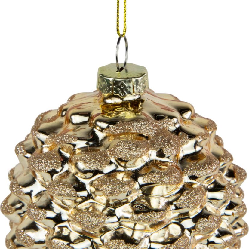 7.25inch Gold Pinecone Glass Christmas Ornament
