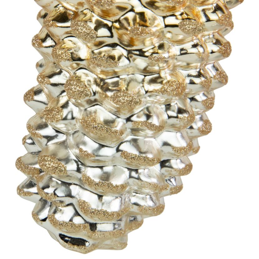 7.25inch Gold Pinecone Glass Christmas Ornament