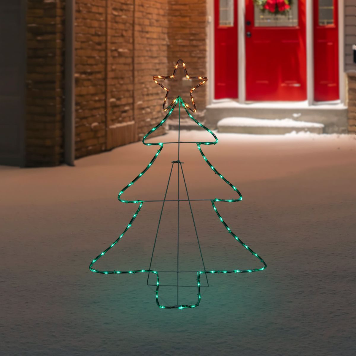 38.5" Lighted Christmas Tree Silhouette Outdoor Christmas Decor