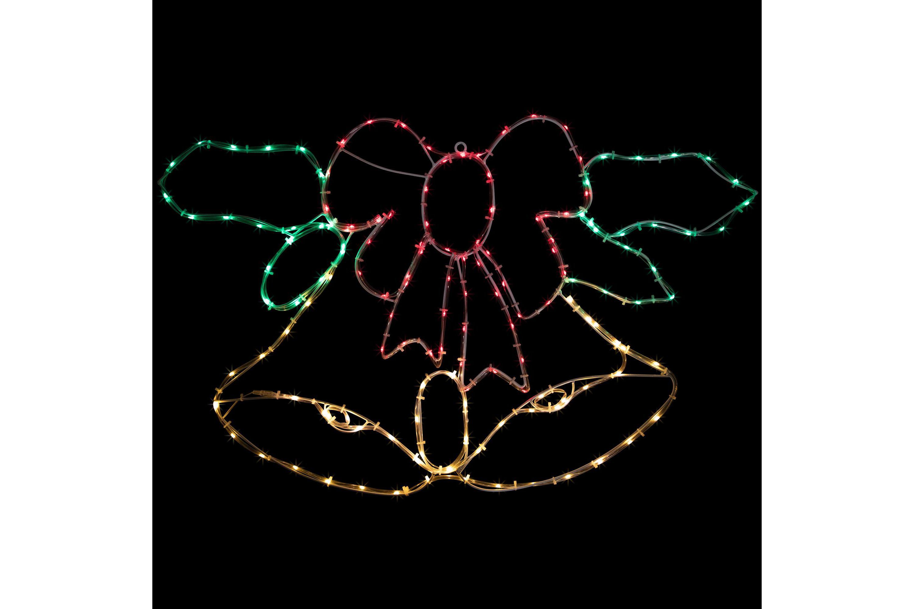 34" Lighted Christmas Bell and Bow Window Silhouette Decoration