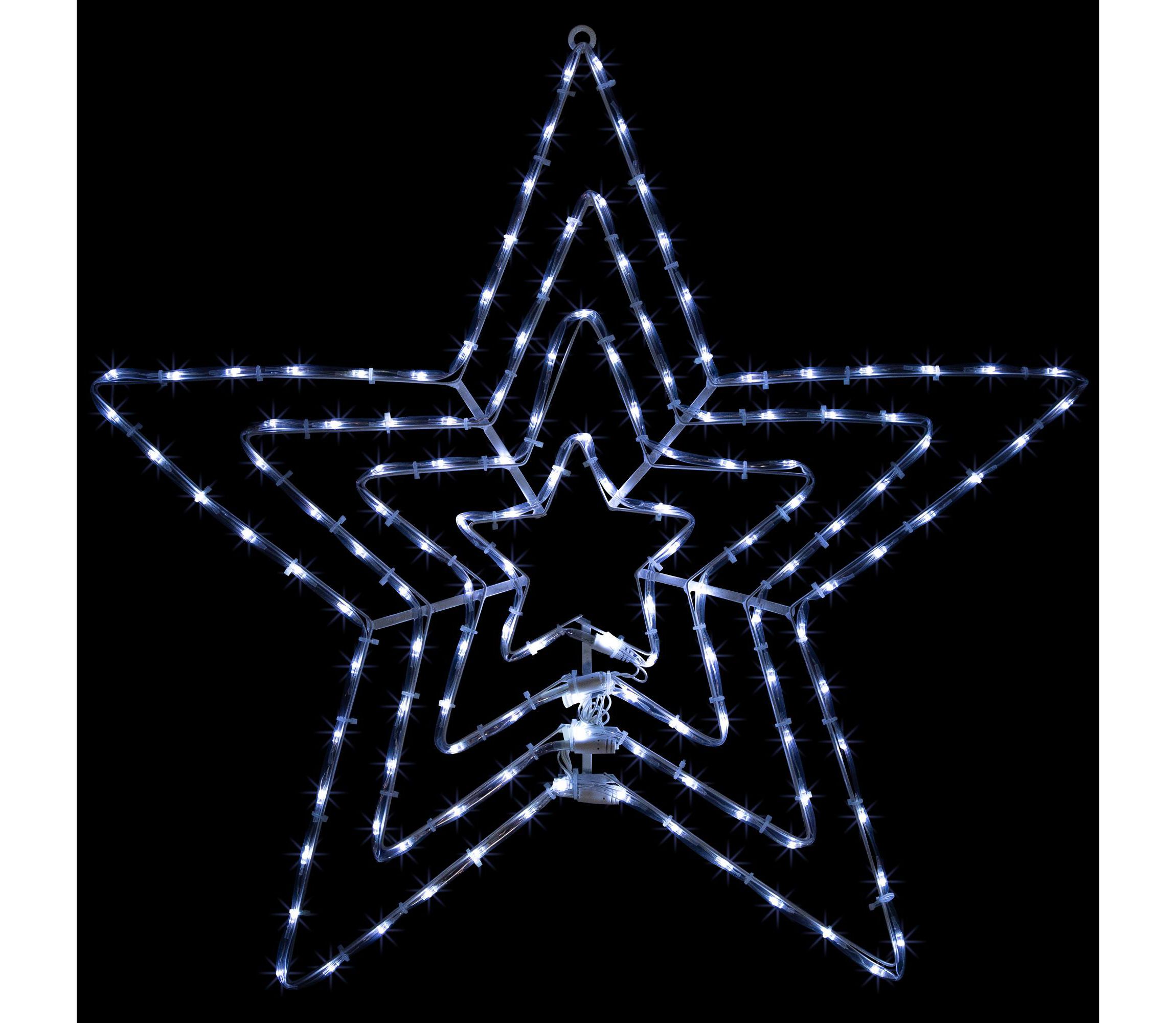 24" LED Lighted Layered Stars 8 Function Christmas Window Silhouette