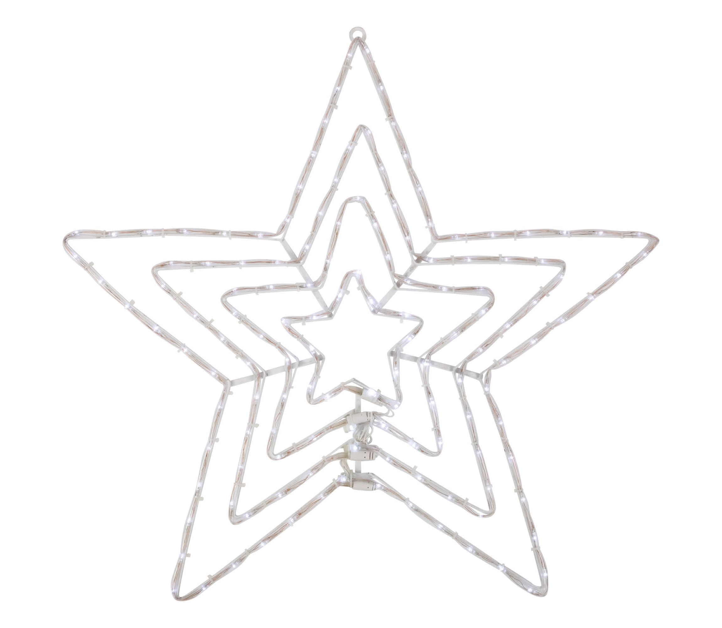 24" LED Lighted Layered Stars 8 Function Christmas Window Silhouette