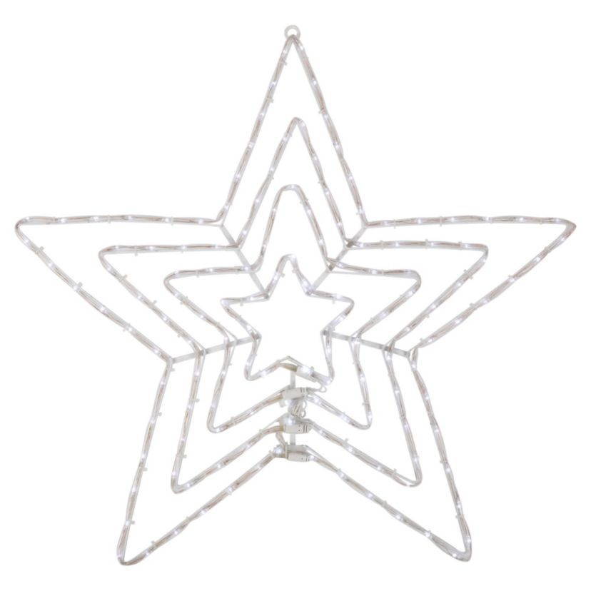 24" LED Lighted Layered Stars 8 Function Christmas Window Silhouette