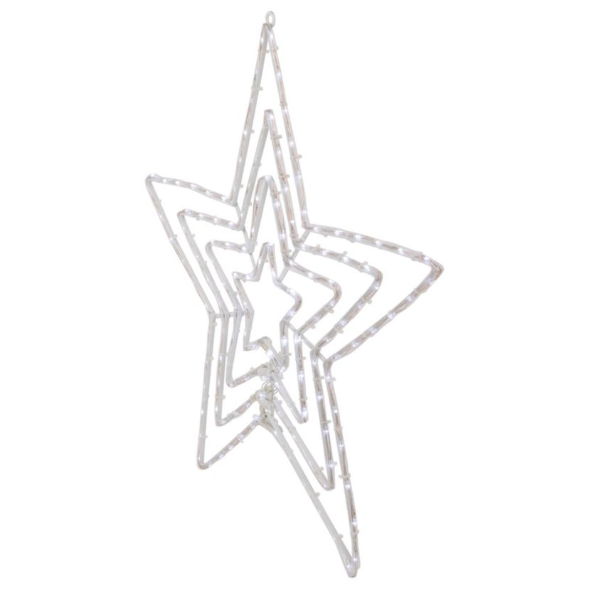 24" LED Lighted Layered Stars 8 Function Christmas Window Silhouette
