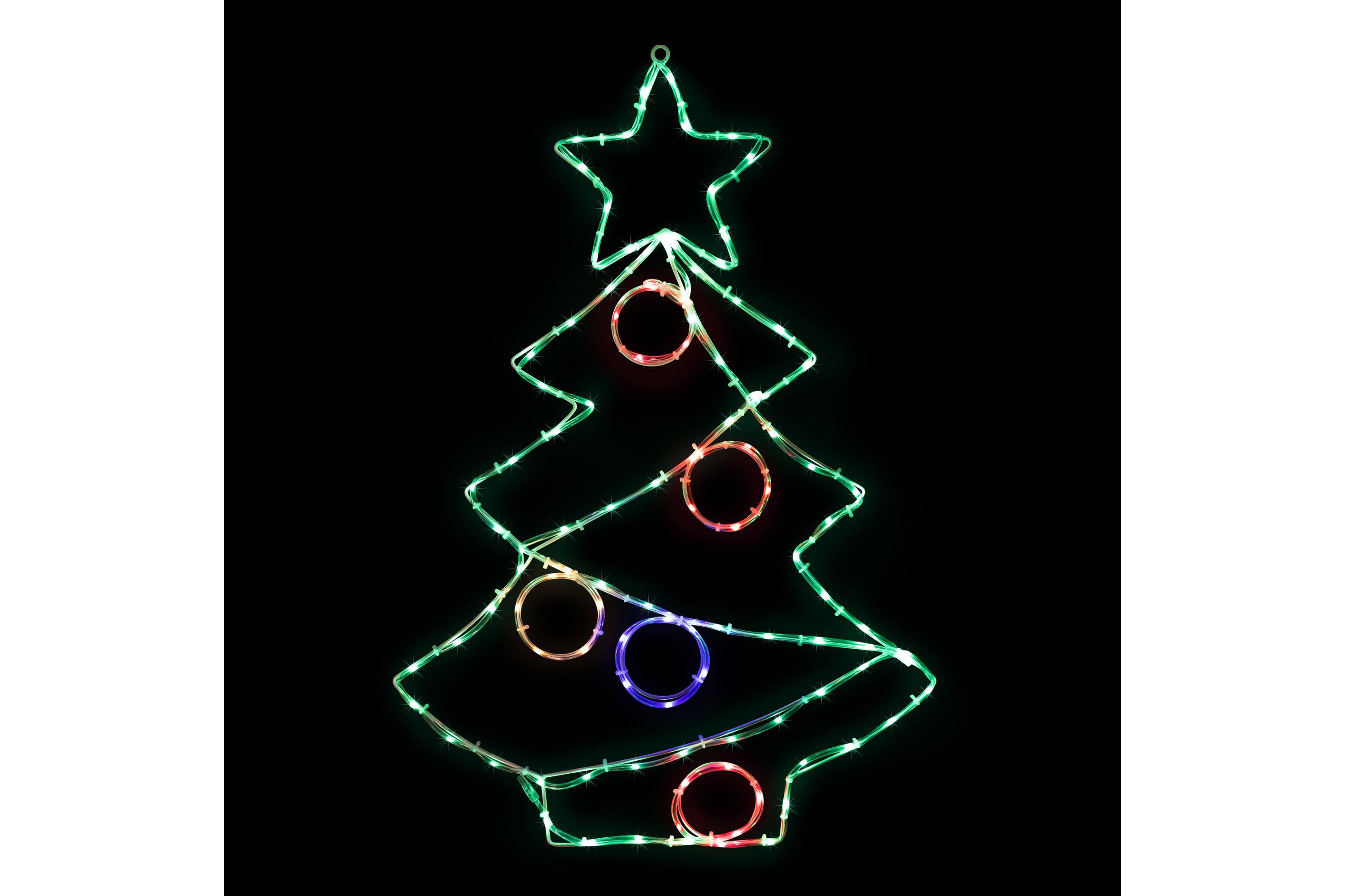 28" LED Lighted Christmas Tree with Ornaments Window Silhouette