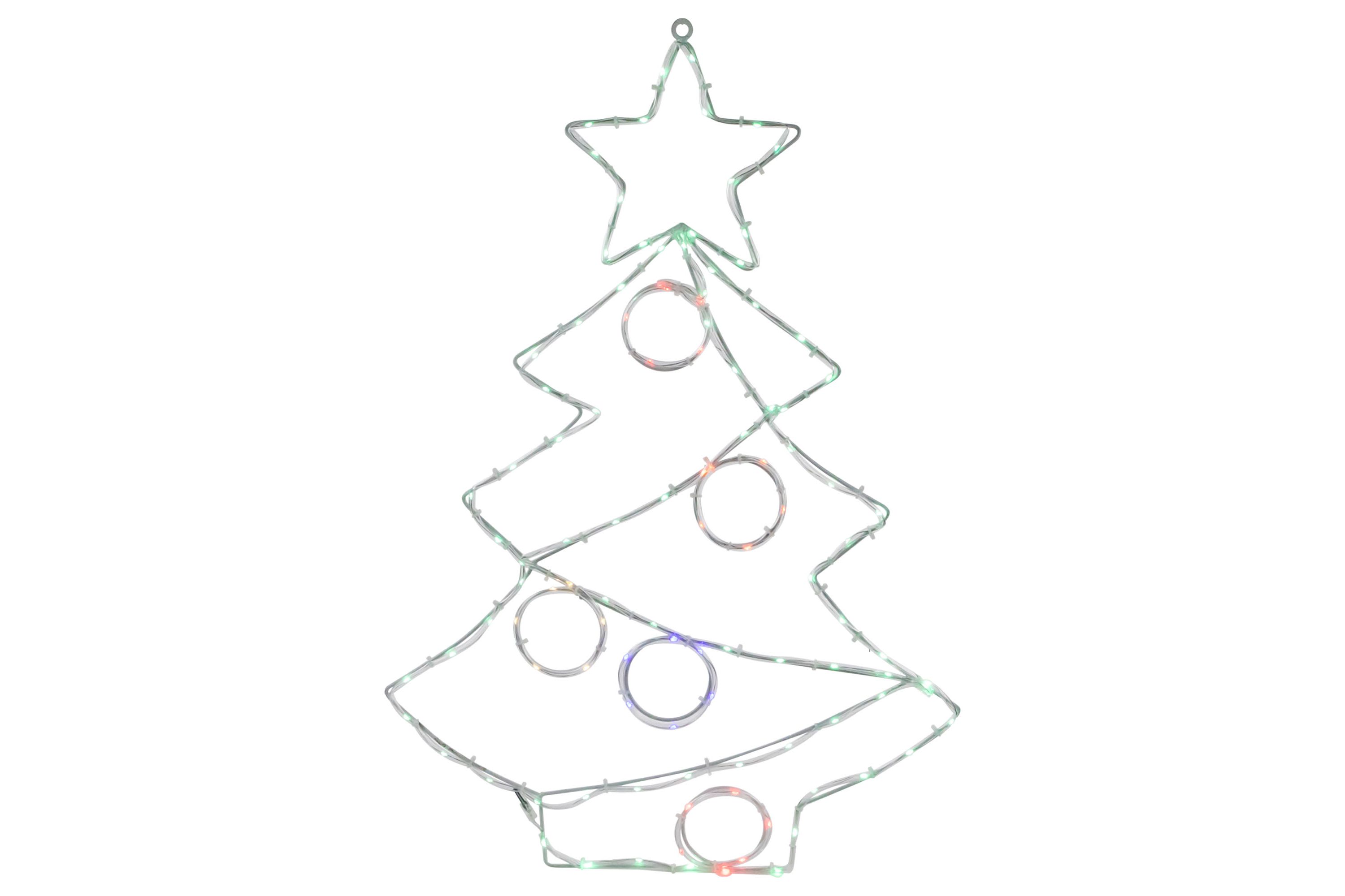 28" LED Lighted Christmas Tree with Ornaments Window Silhouette