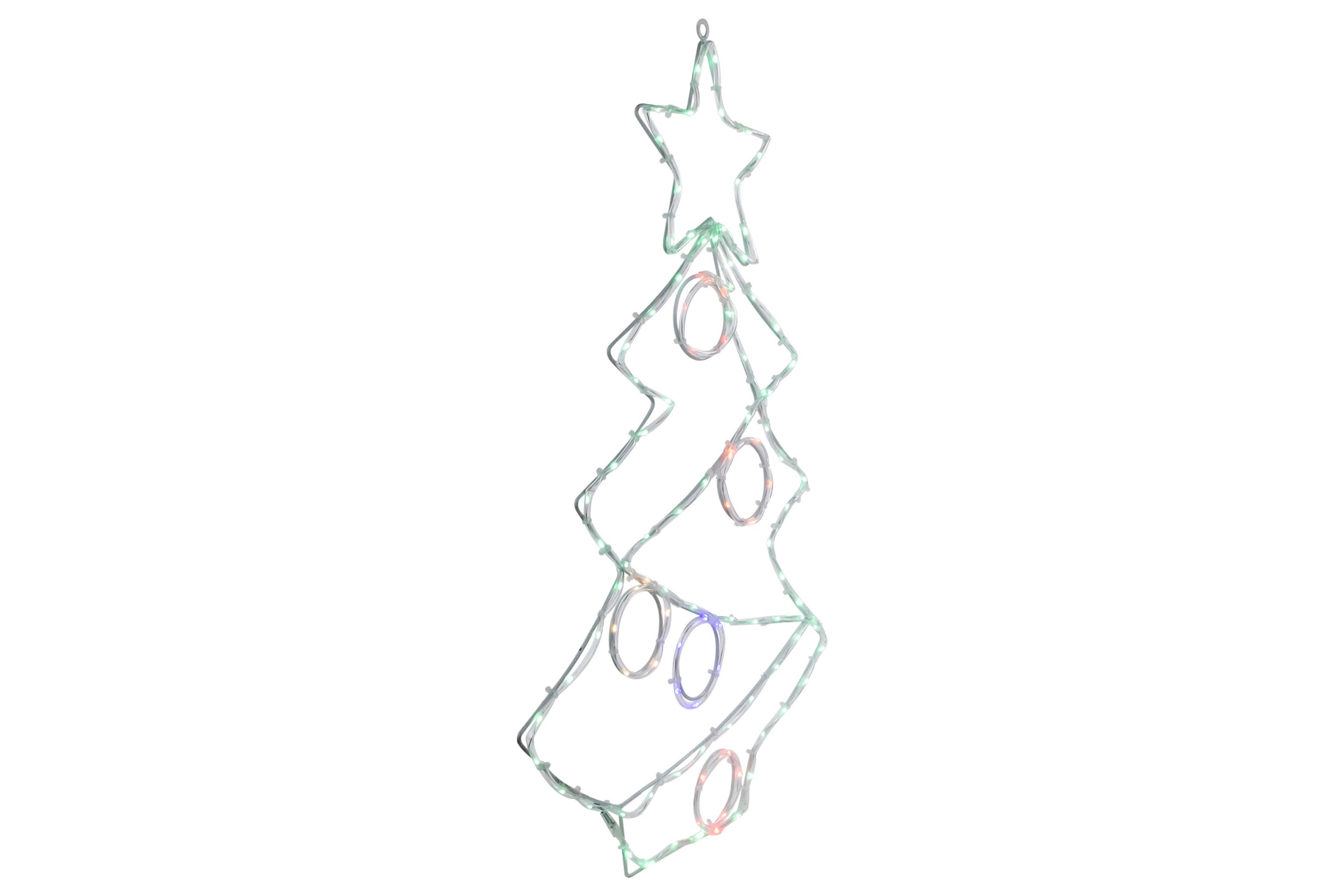 28" LED Lighted Christmas Tree with Ornaments Window Silhouette