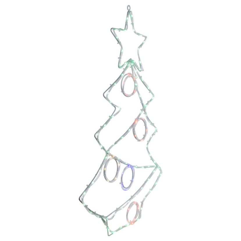 28" LED Lighted Christmas Tree with Ornaments Window Silhouette