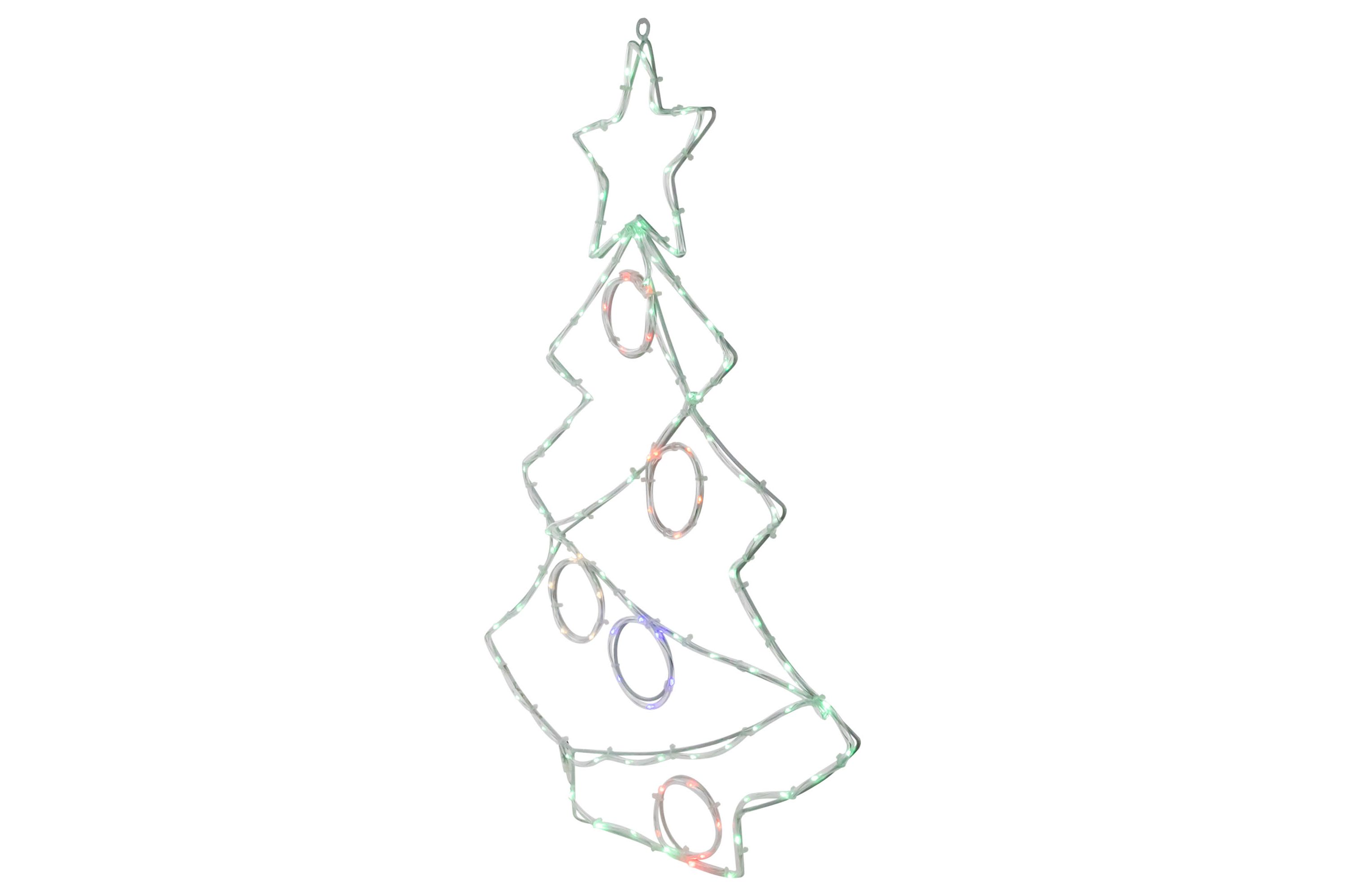 28" LED Lighted Christmas Tree with Ornaments Window Silhouette